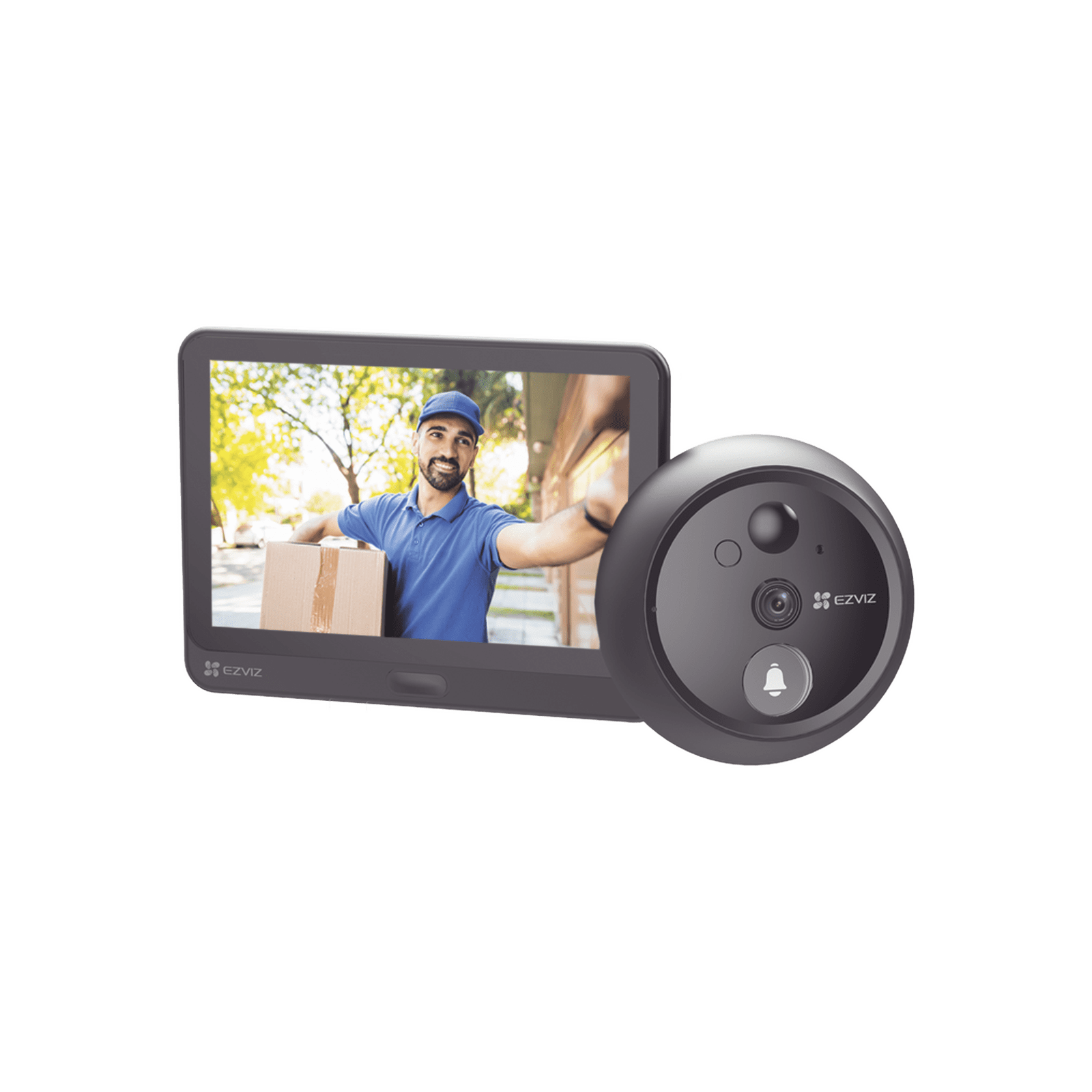 Videoportero Con Mirilla y Pantalla Wi-Fi de Batería Recargable / Para Instalarse en Puerta / Cámara 1080P / Audio de Dos Vías / Uso en Interior CS-HP4 - EZVIZ