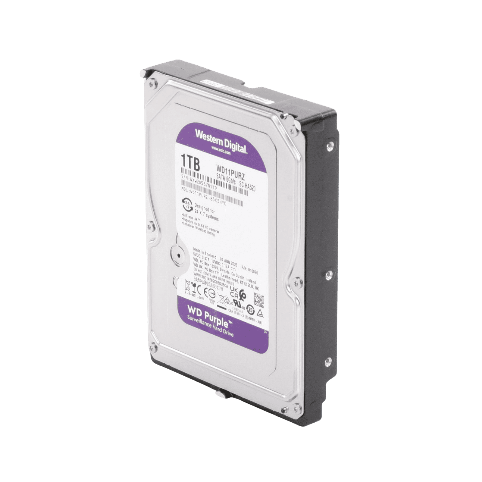 Disco Duro Purple de 1 TB / 5400 RPM / Optimizado para Soluciones de Videovigilancia / Uso 24-7 / 3 Años de Garantia WD11PURZ - Western Digital (WD)