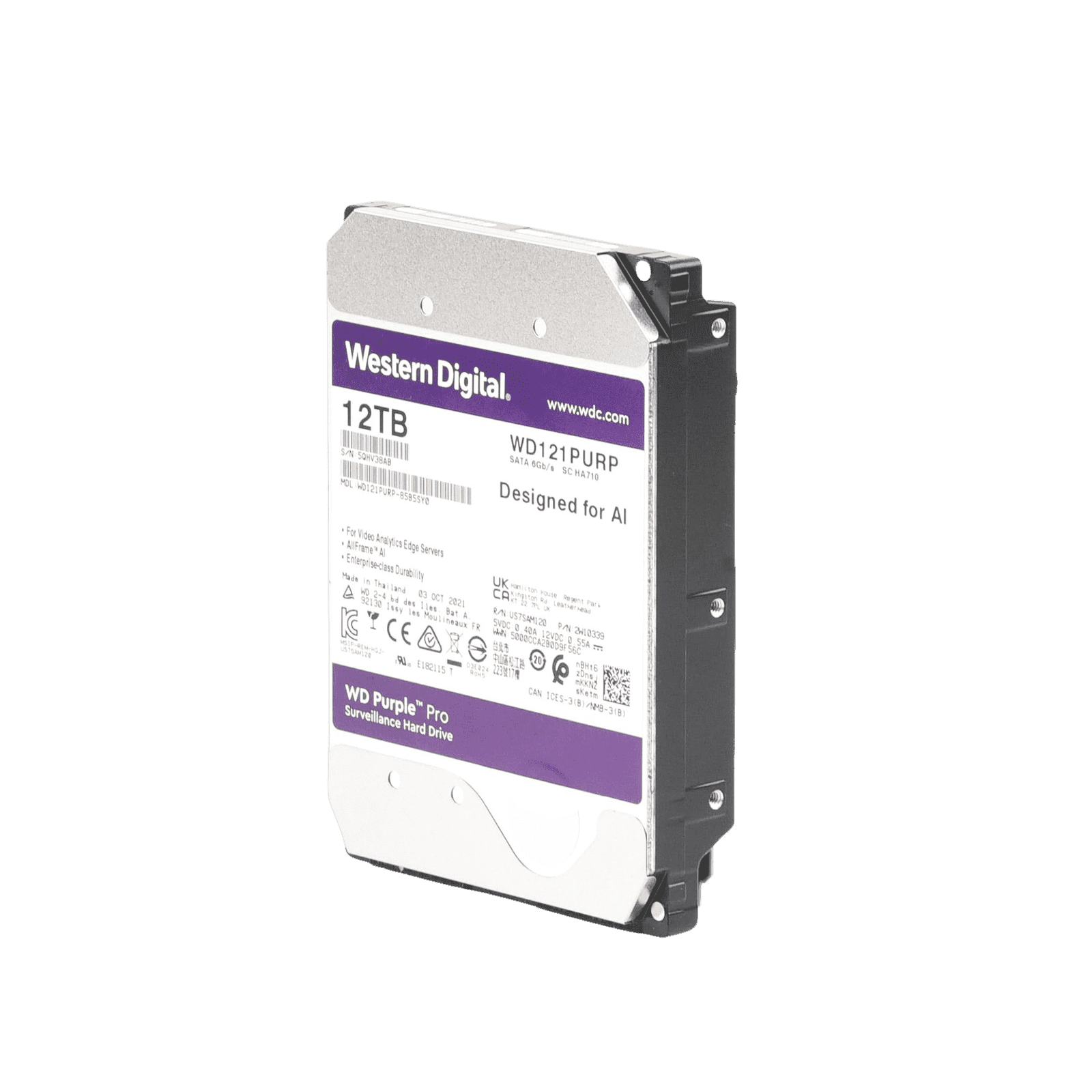 Disco duro WD de 12TB / 7200RPM / Optimizado para soluciones de video inteligente WD121PURP - Western Digital (WD)