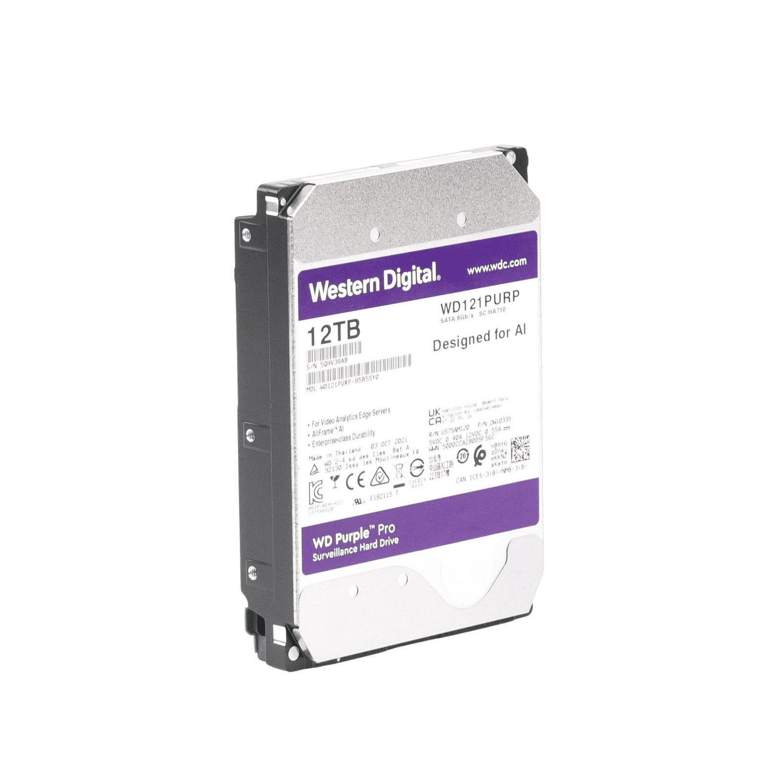 Disco duro WD de 12TB / 7200RPM / Optimizado para soluciones de video inteligente WD121PURP - Western Digital (WD)