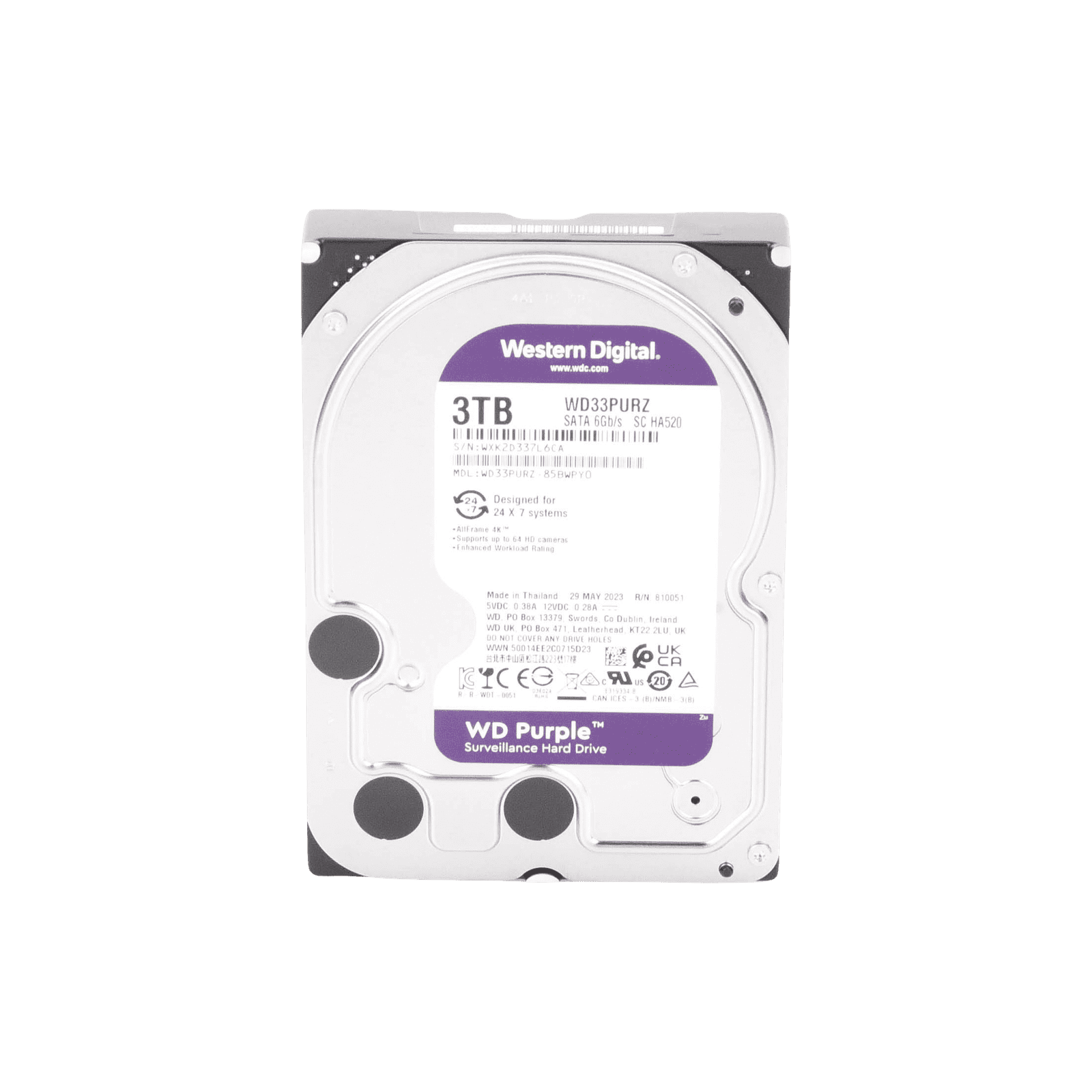 Disco Duro PURPLE de 3TB / 3 AÑOS DE GARANTÍA / Para Videovigilancia WD33PURZ - Western Digital (WD)