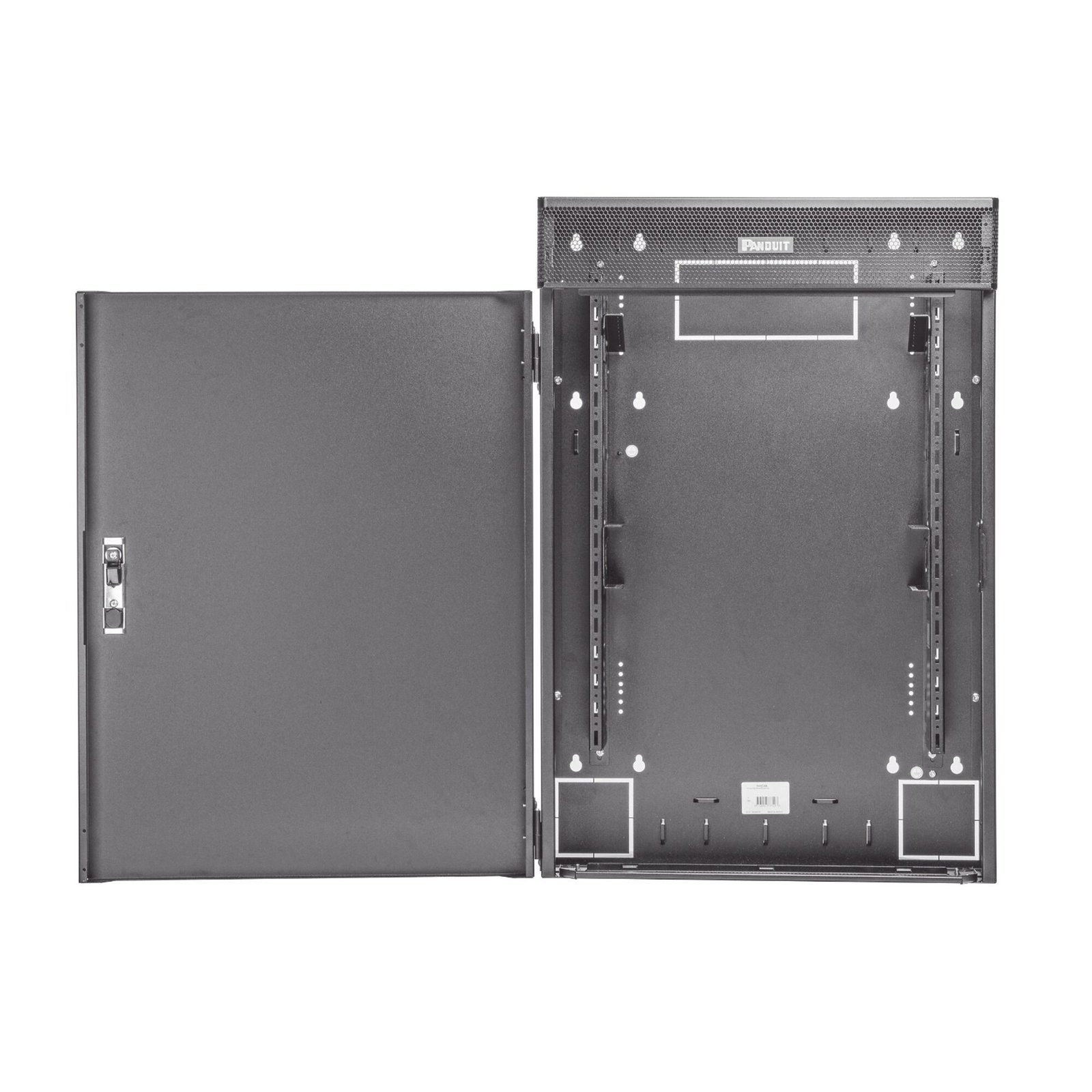 Gabinete de Montaje en Pared TrueEdge™, Con 3 UR para Equipo Activo y 3 UR para Paneles de Parcheo, Fabricado en Acero, Color Negro WME3BL - PANDUIT