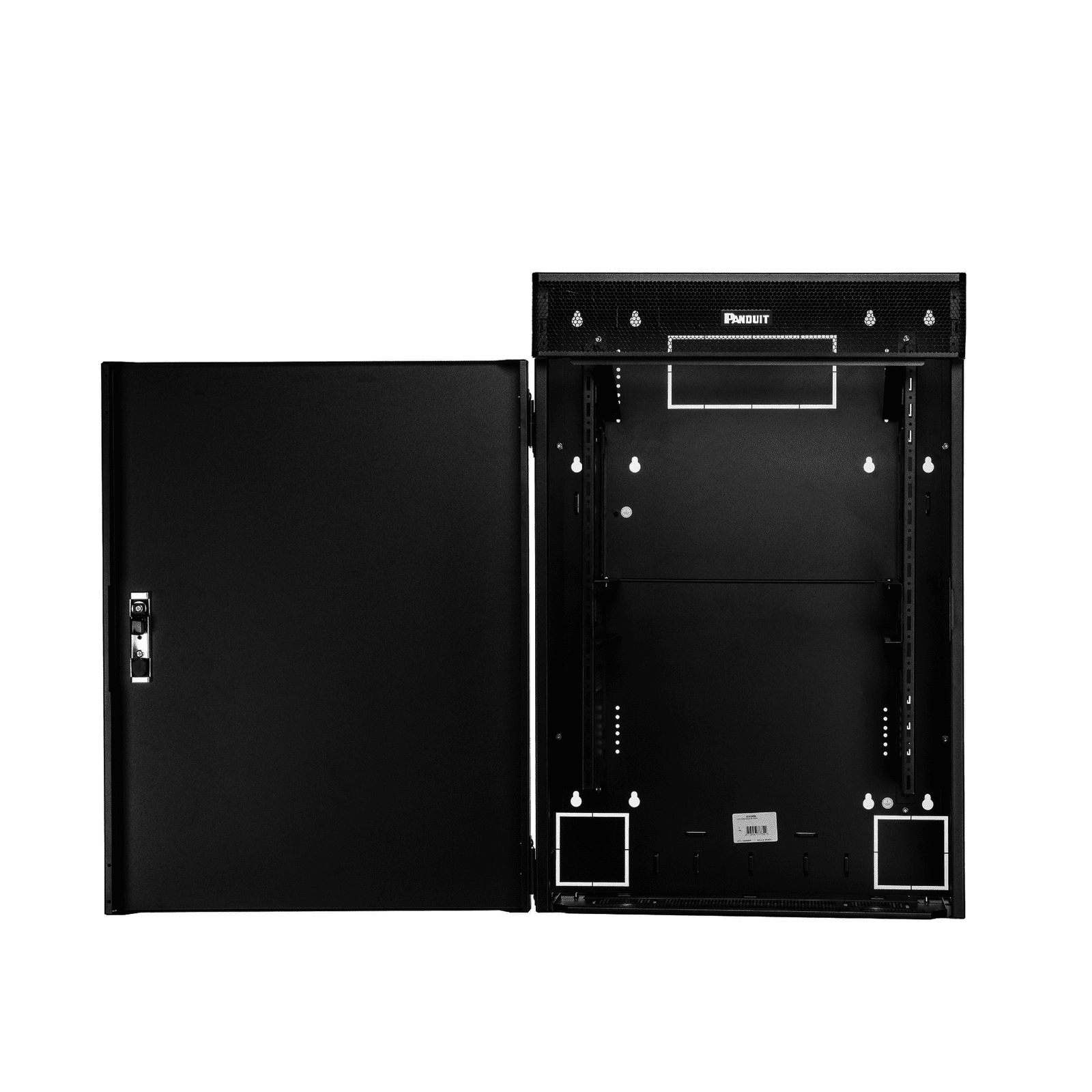 Gabinete de Montaje en Pared TrueEdge™, Con 6 UR para Equipo Activo y 6 UR para Paneles de Parcheo, Fabricado en Acero, Color Negro WME6BL - PANDUIT