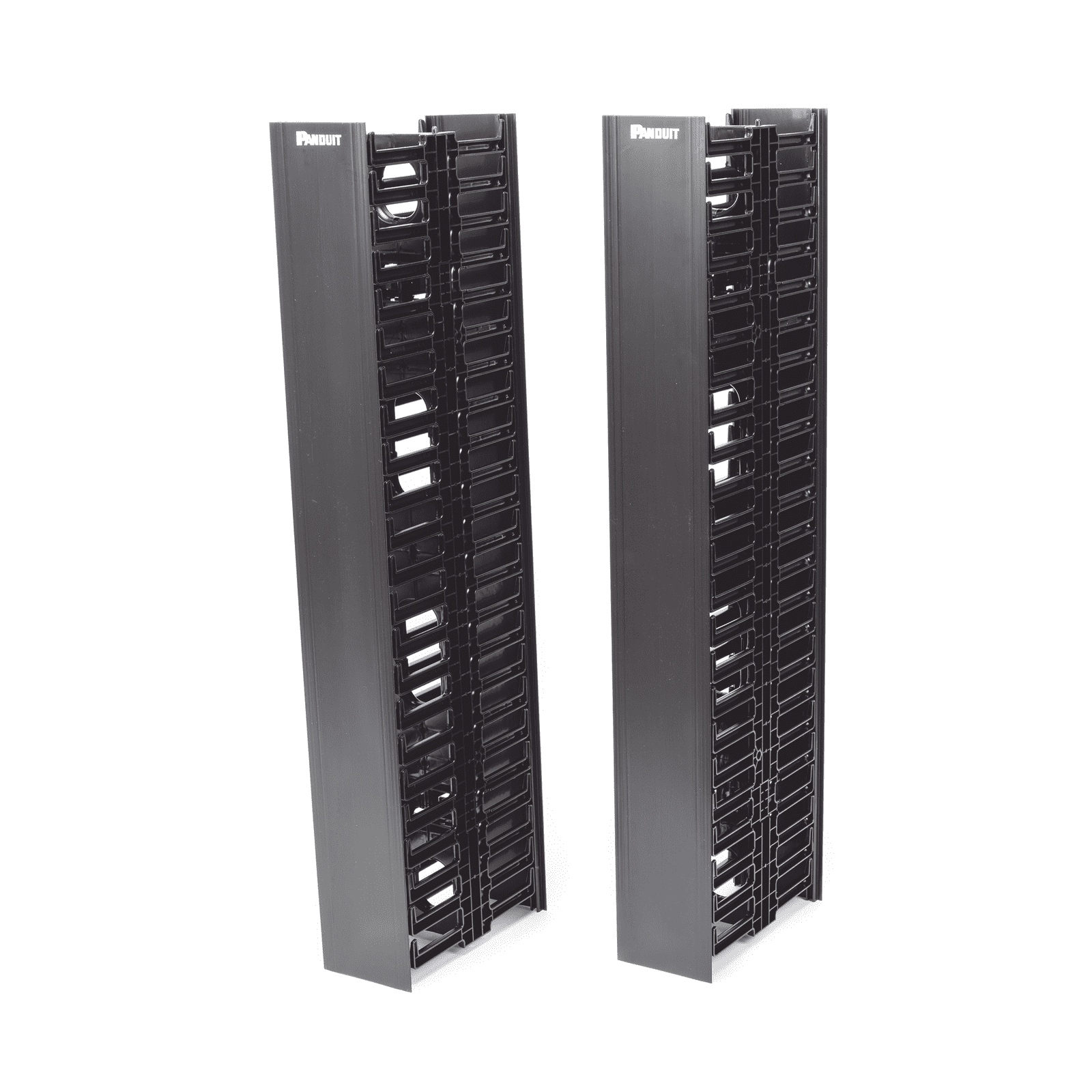 Organizador Vertical NetRunner, Sencillo (Solo Frontal), Para Rack Abierto de 45 Unidades, 4.9in de Ancho, Color Negro WMPVF45E - PANDUIT