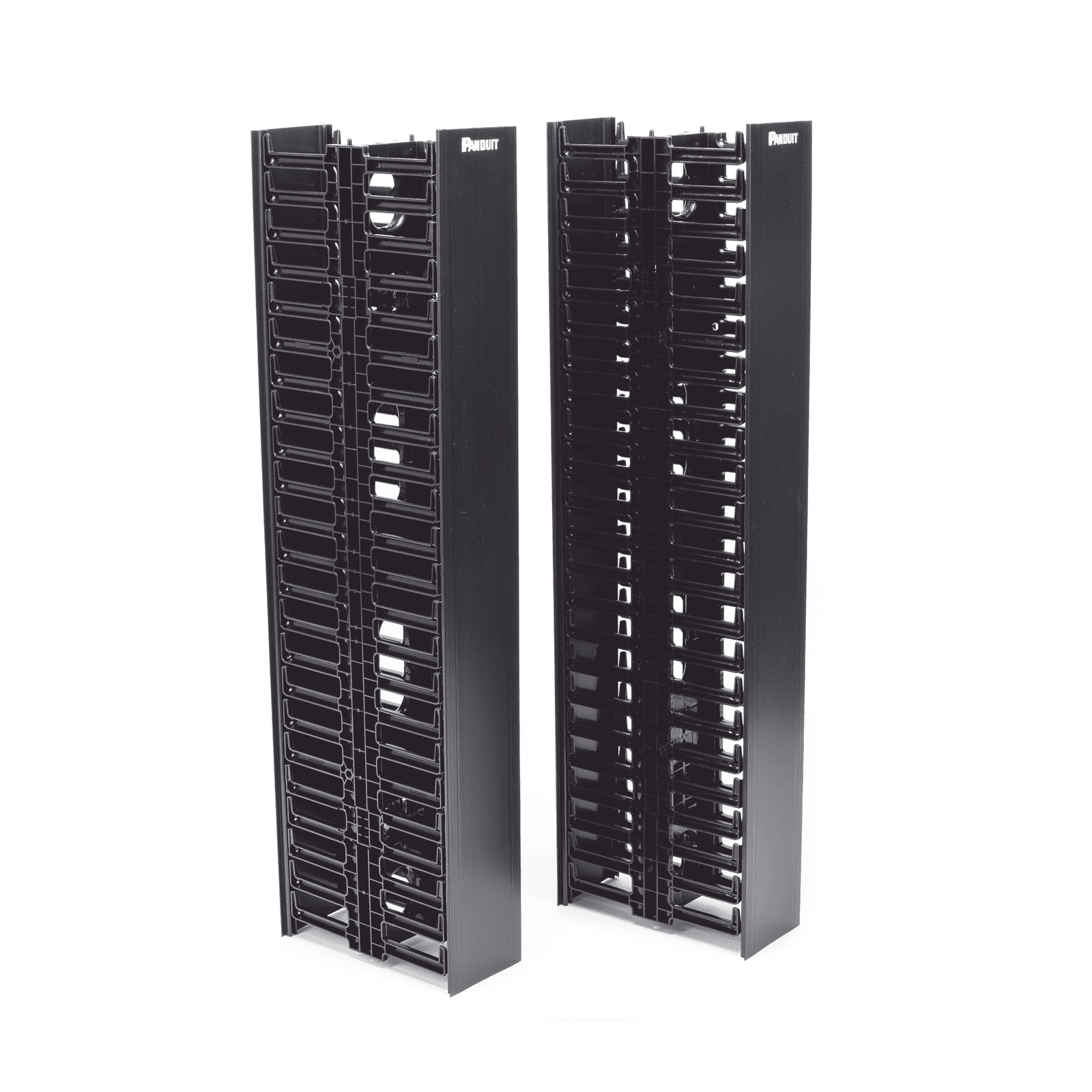 Organizador Vertical NetRunner, Sencillo (Solo Frontal), Para Rack Abierto de 45 Unidades, 4.9in de Ancho, Color Negro WMPVF45E - PANDUIT