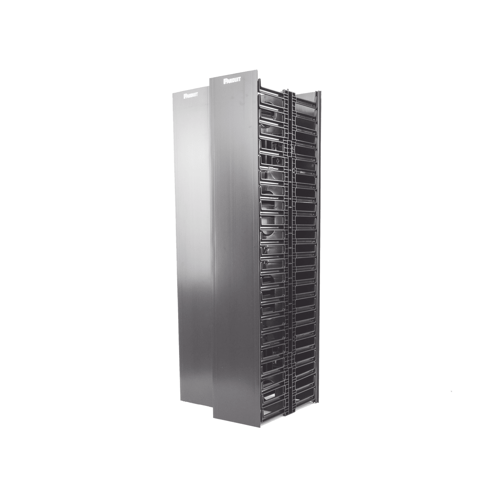 Organizador Vertical NetRunner, Doble (Frontal y Posterior), para Rack Abierto de 45 Unidades, 6.7in de Ancho, Color Negro WMPVHC45E - PANDUIT
