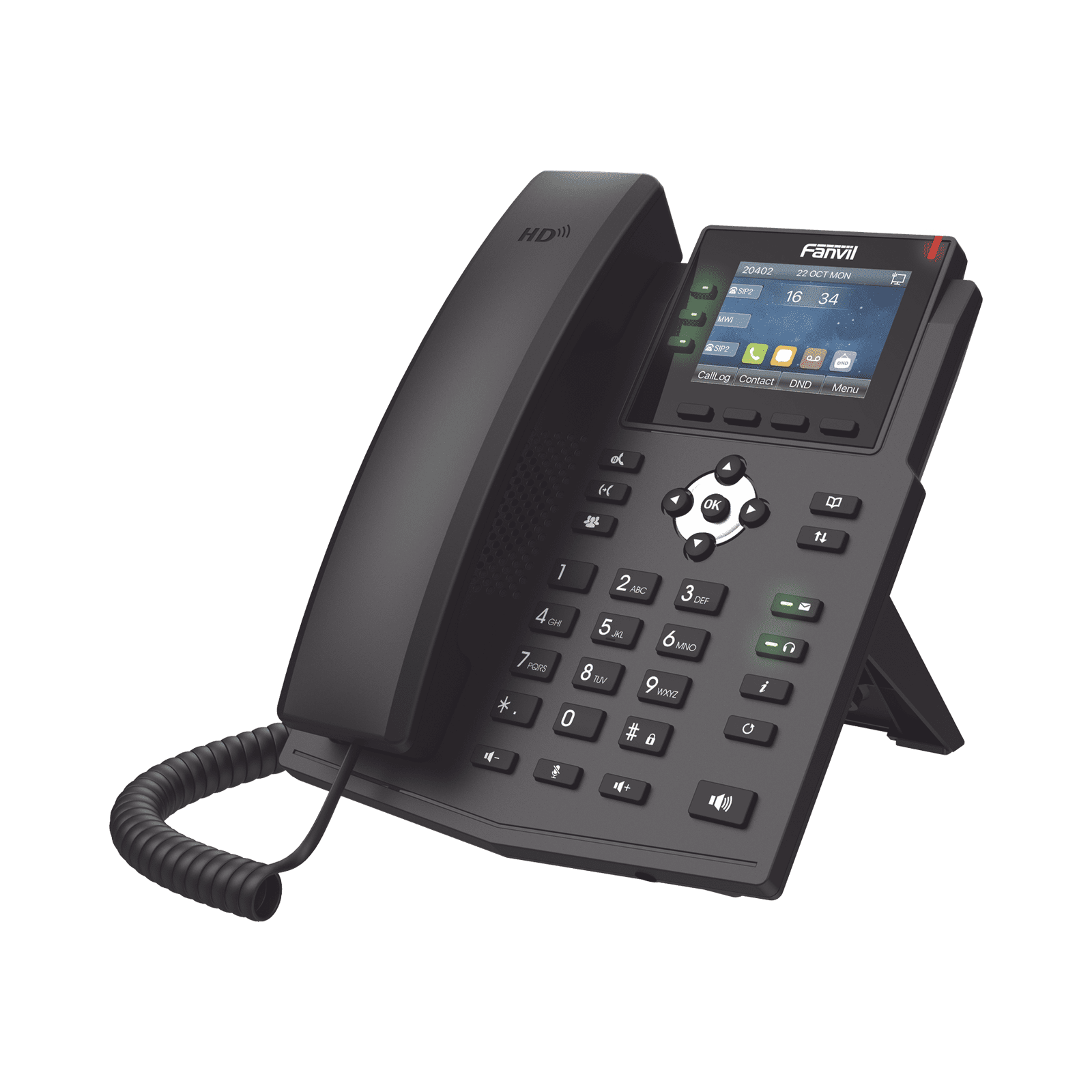 Teléfono IP Empresarial con Estándares Europeos, 6 lineas SIP con pantalla LCD a color, puertos Gigabit, IPv6, Opus y conferencia de 3 vías, PoE/DC X3U - FANVIL
