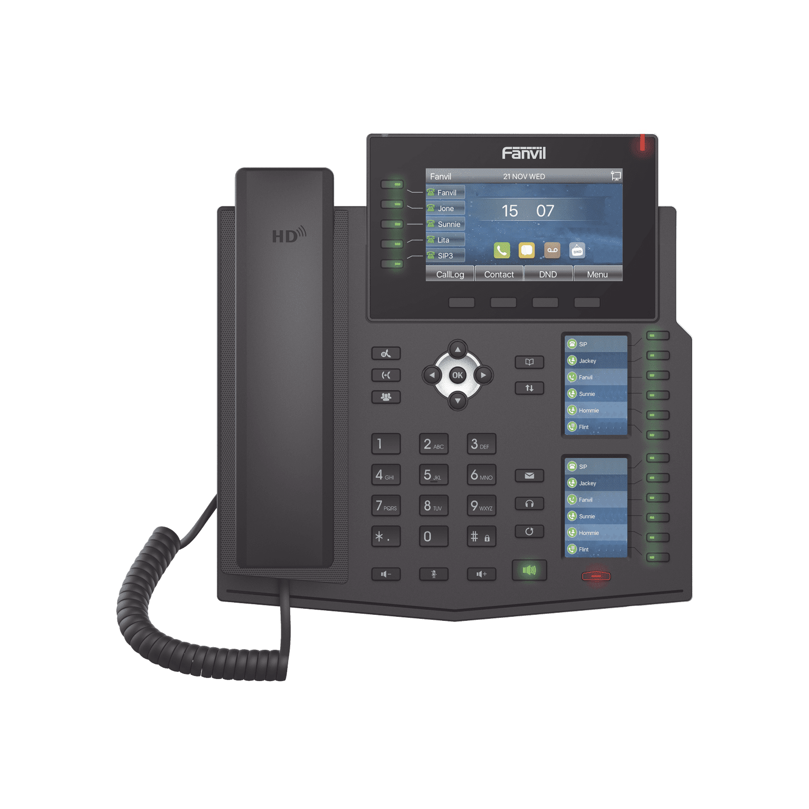 Teléfono IP Empresarial con Estándares Europeos, 20 lineas SIP con pantalla LCD a color, 60 teclas DSS/BLF, puertos Gigabit, IPv6, Opus , PoE/DC X6U - FANVIL