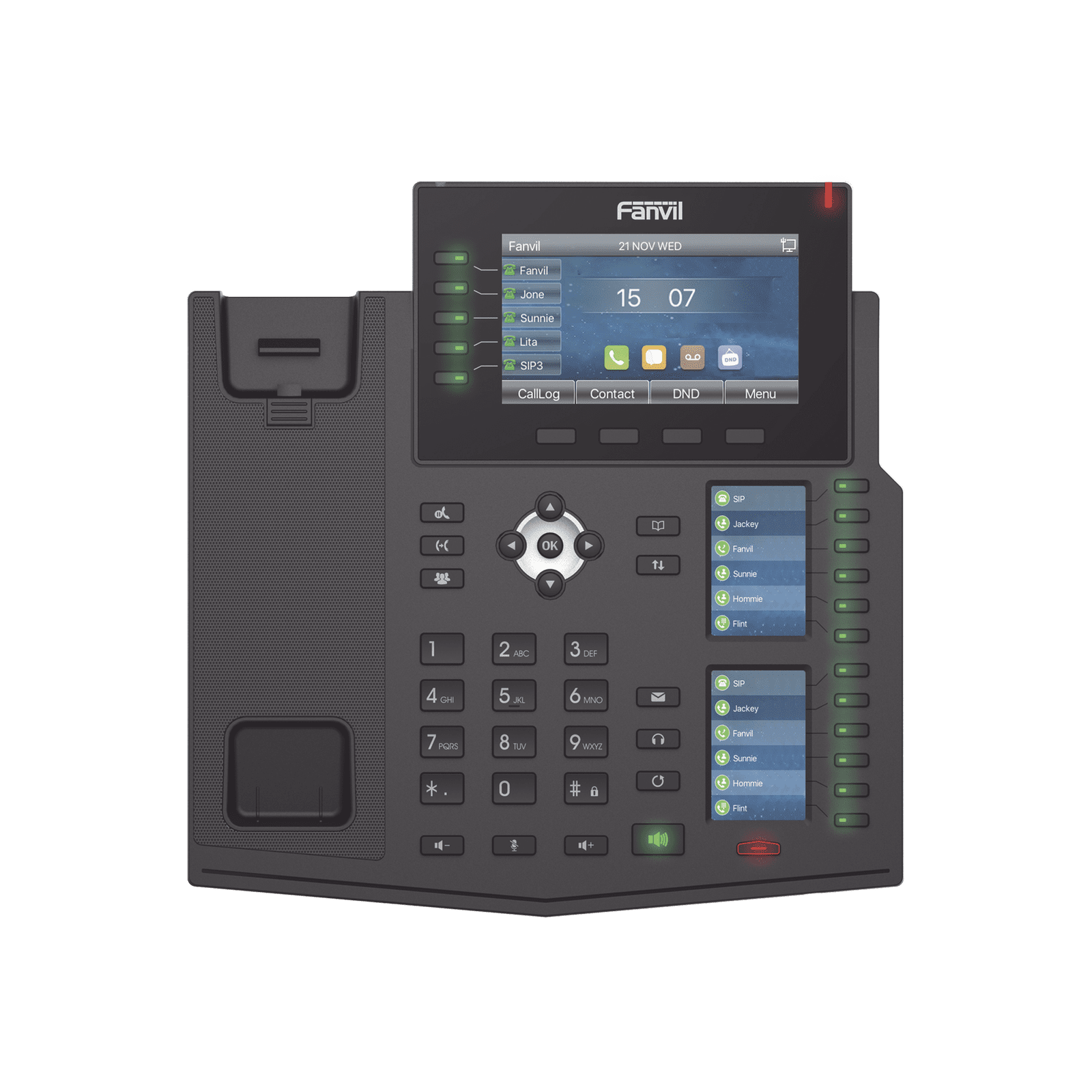 Teléfono IP Empresarial con Estándares Europeos, 20 lineas SIP con pantalla LCD a color, 60 teclas DSS/BLF, puertos Gigabit, IPv6, Opus , PoE/DC X6U - FANVIL