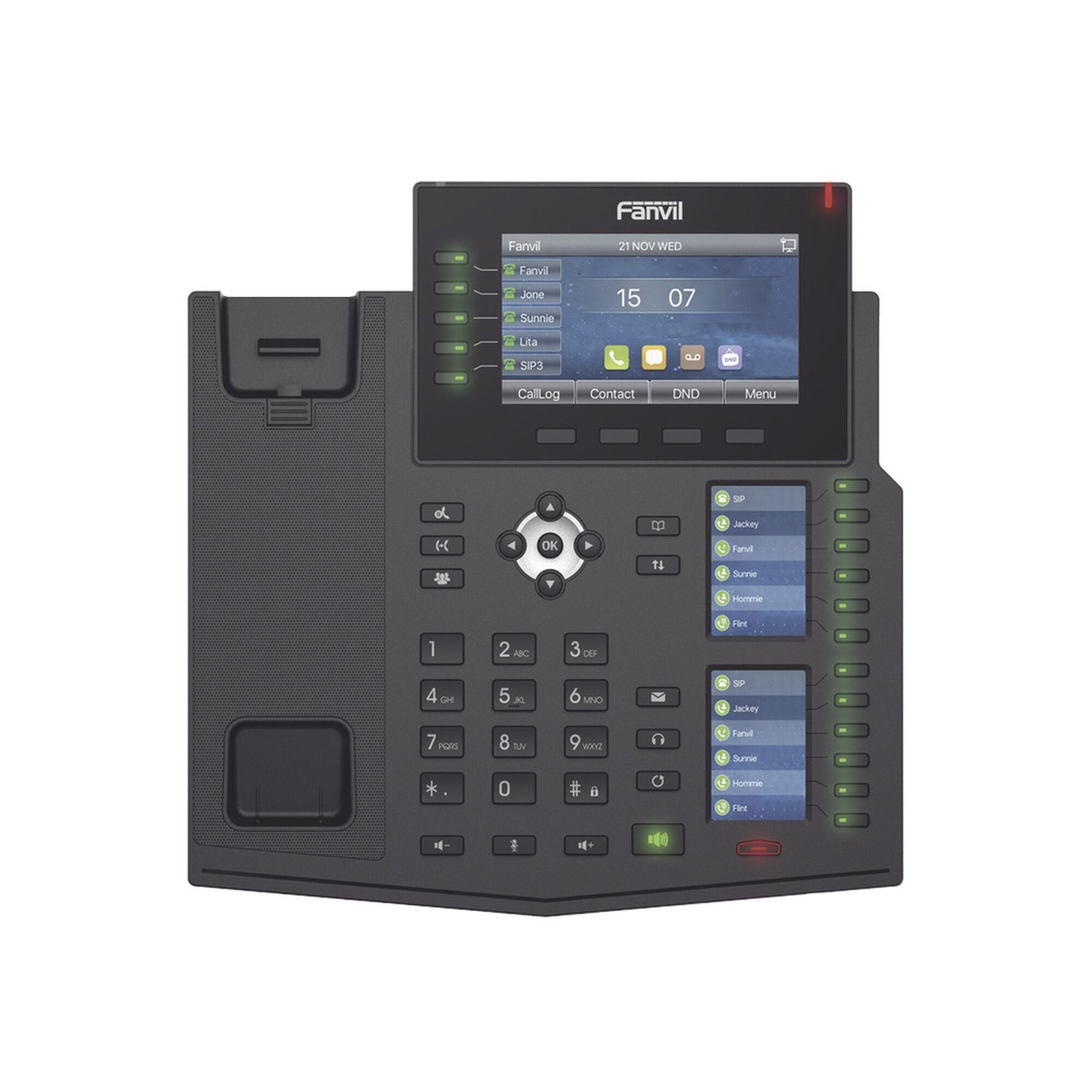 Teléfono IP Empresarial con Estándares Europeos, 20 lineas SIP con pantalla LCD a color, 60 teclas DSS/BLF, puertos Gigabit, IPv6, Opus , PoE/DC X6U - FANVIL