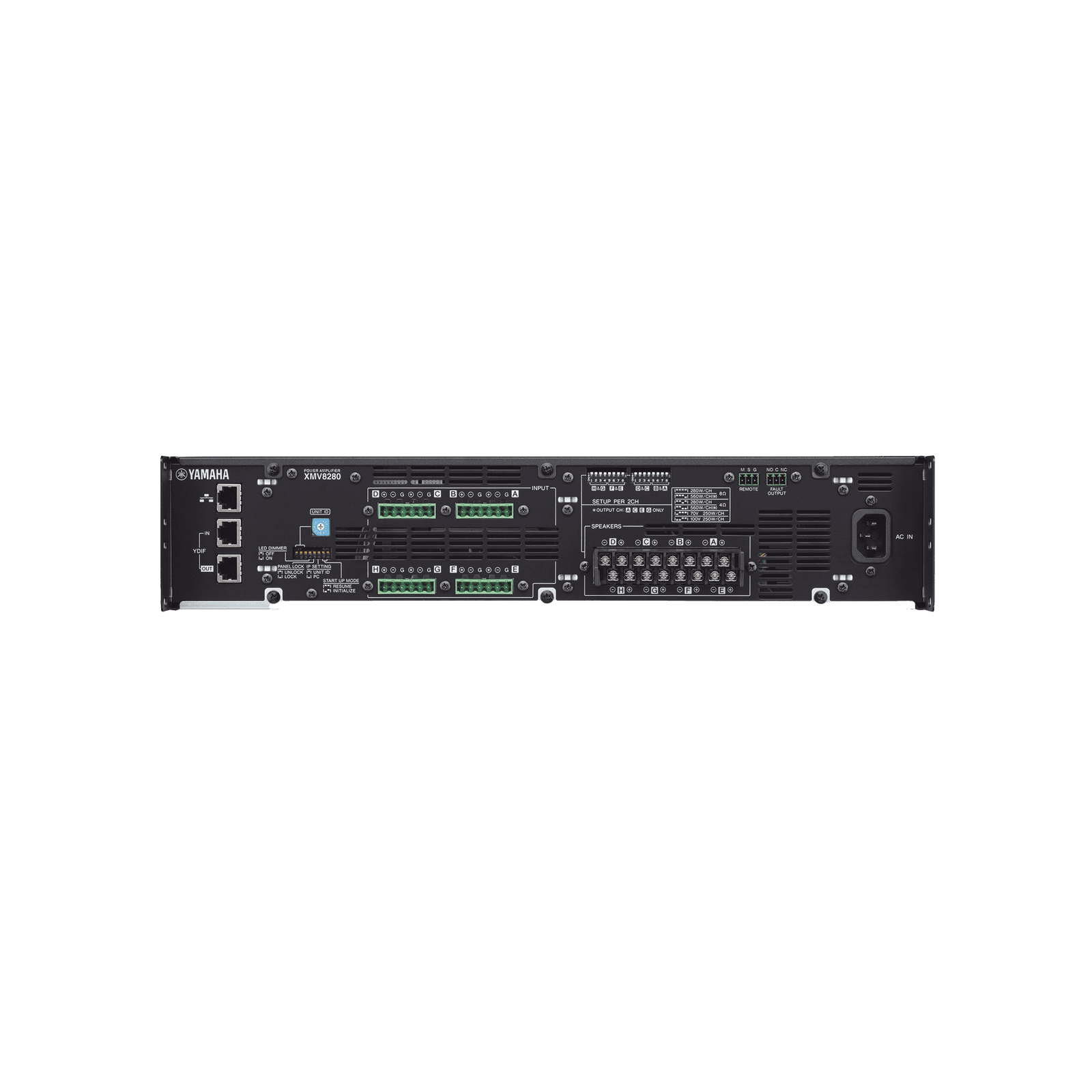 Amplificador de Audio Multicanal con Conexión Análoga / YDIF | 8 Canales, 280W | 8 OHMS | 70/100V XMV8280 - YAMAHA