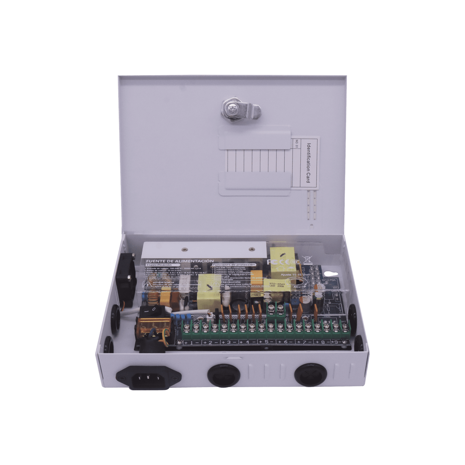 Fuente PREMIUM / 11-15 V / 9 canales / 16 A / Alta tecnología en seguridad / Doble ventilador / Hasta 1.8 Amperes por Salida / Filtro de ruido por canal / Diseño de alta gama. XP9DC16HD - EPCOM POWERLINE
