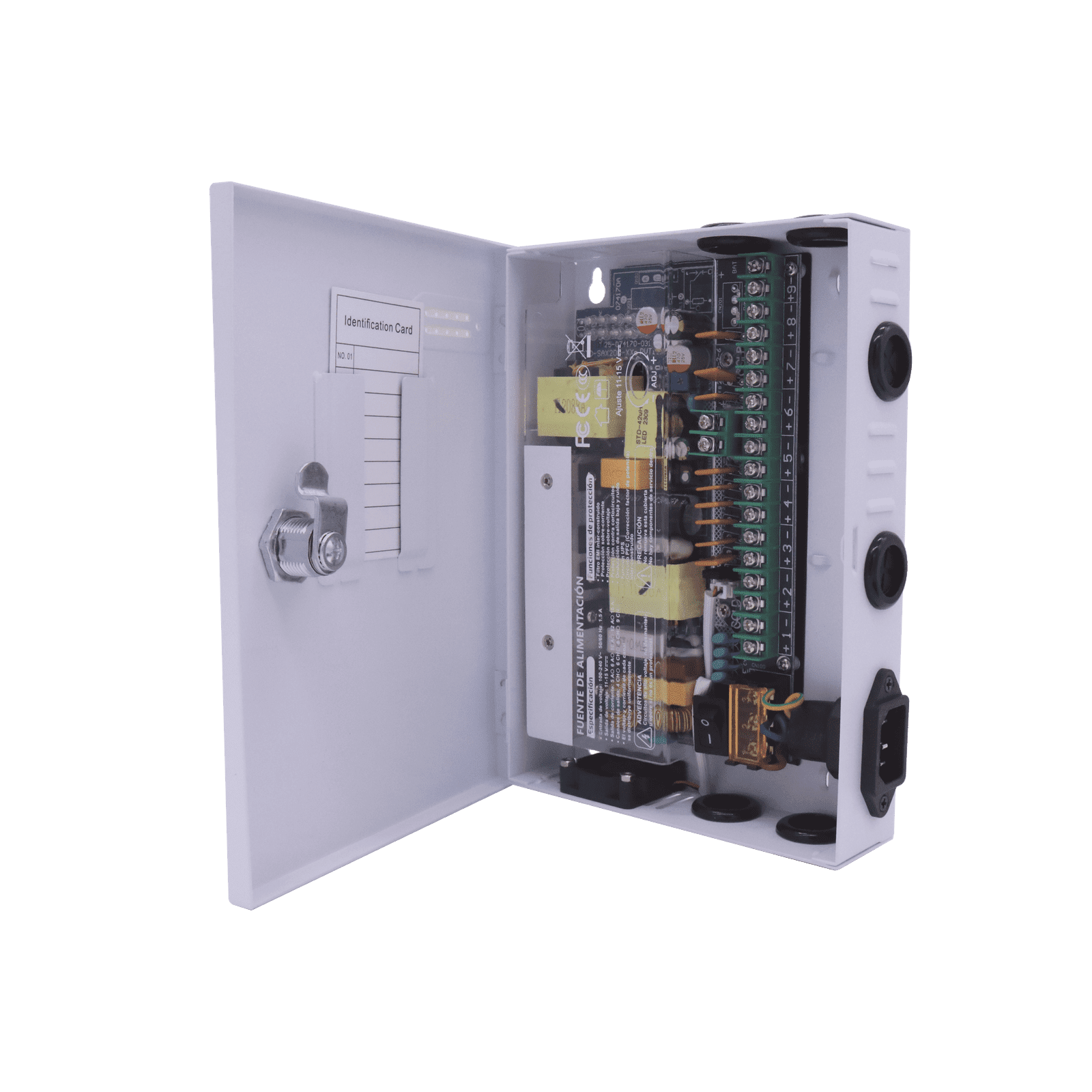 Fuente PREMIUM / 11-15 V / 9 canales / 16 A / Alta tecnología en seguridad / Doble ventilador / Hasta 1.8 Amperes por Salida / Filtro de ruido por canal / Diseño de alta gama. XP9DC16HD - EPCOM POWERLINE