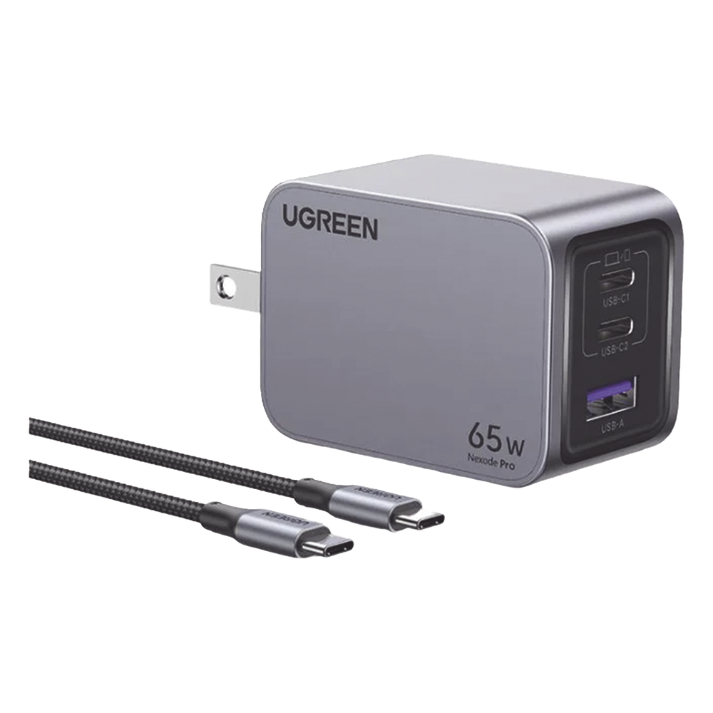 Cargador de 65W serie Nexode Pro | 3 Puertos de Carga Rápida | 2 USB-C | 1 USB-A | Tecnología GaNInfinity | PD3.1 de 65W / QC4.0 | Tecnología de Protección Térmica | Optimiza la Carga | Caja de Aluminio | Incluye Cable U 25870
