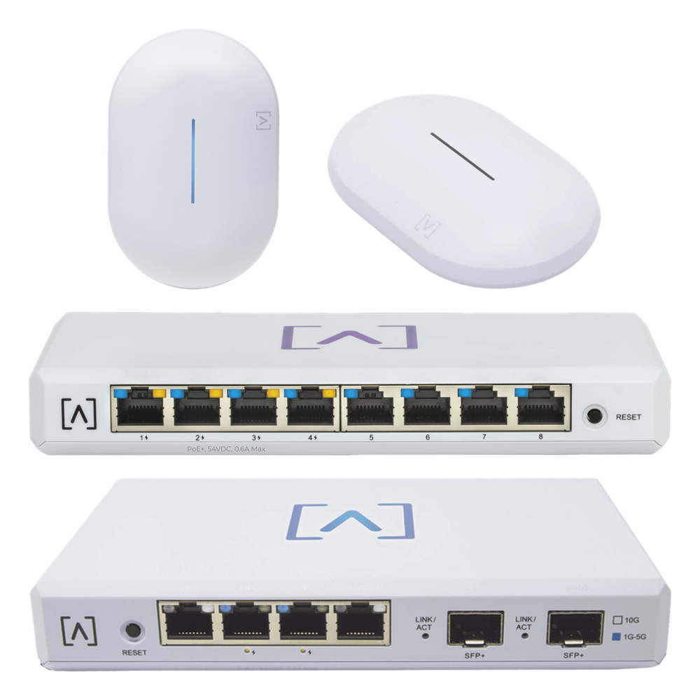 Starter KIT Alta Labs: Incluye 1 Router (Route10) / 1 Switch PoE (S8-POE) / 1 Puntos de Acceso WiFi 6 AP6 / 1 Punto de Acceso AP6-PRO / Bloqueo de Contenido / Administración en la Nube / App Gratuita / Compatible con la plataforma Purple ALTA-STR-KIT