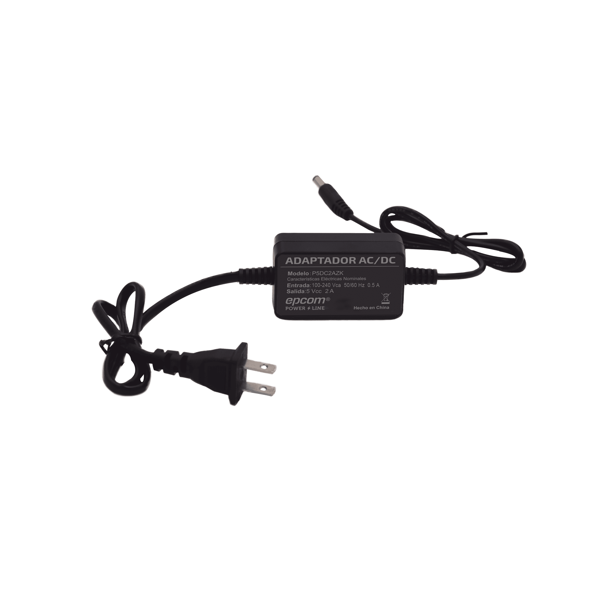 Adaptador 5 Vcc / 2A / UL / Voltaje de Entrada de 100-240 Vca / Para uso, solo en lectores biométricos de 5 Vcc de la marca ZK P5DC2AZK