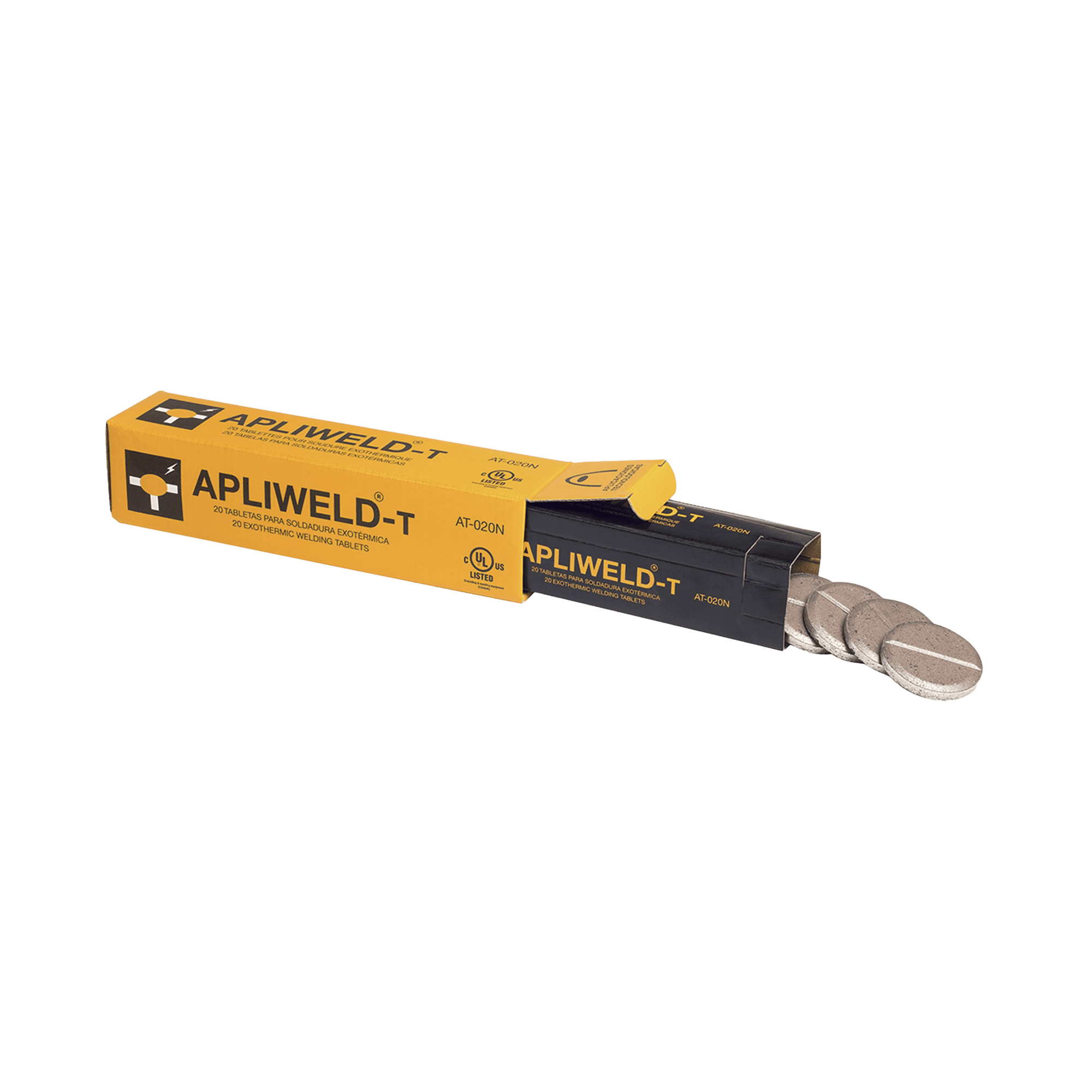 Apliweld-T. Tabletas de Compuesto para Soldadura Exotérmica (Diámetro 43 mm). 20 Piezas. AT-020-N