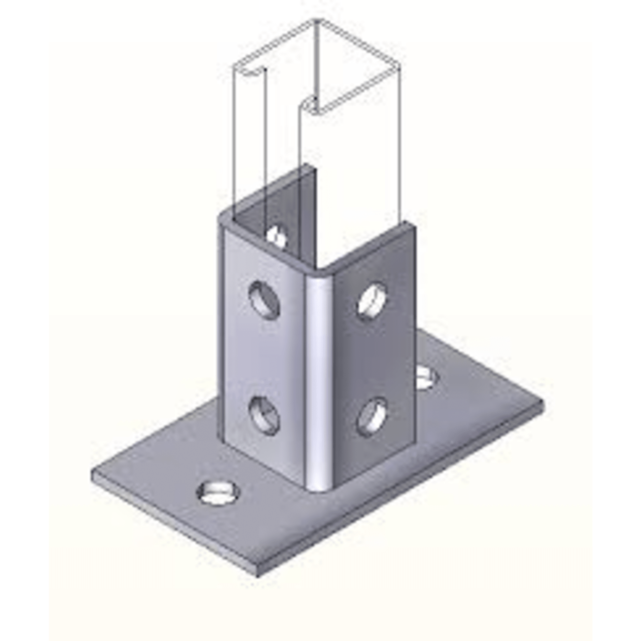 Base Cuadrada con 4 Perforaciones para Perfil Sencillo. ANC-HN01