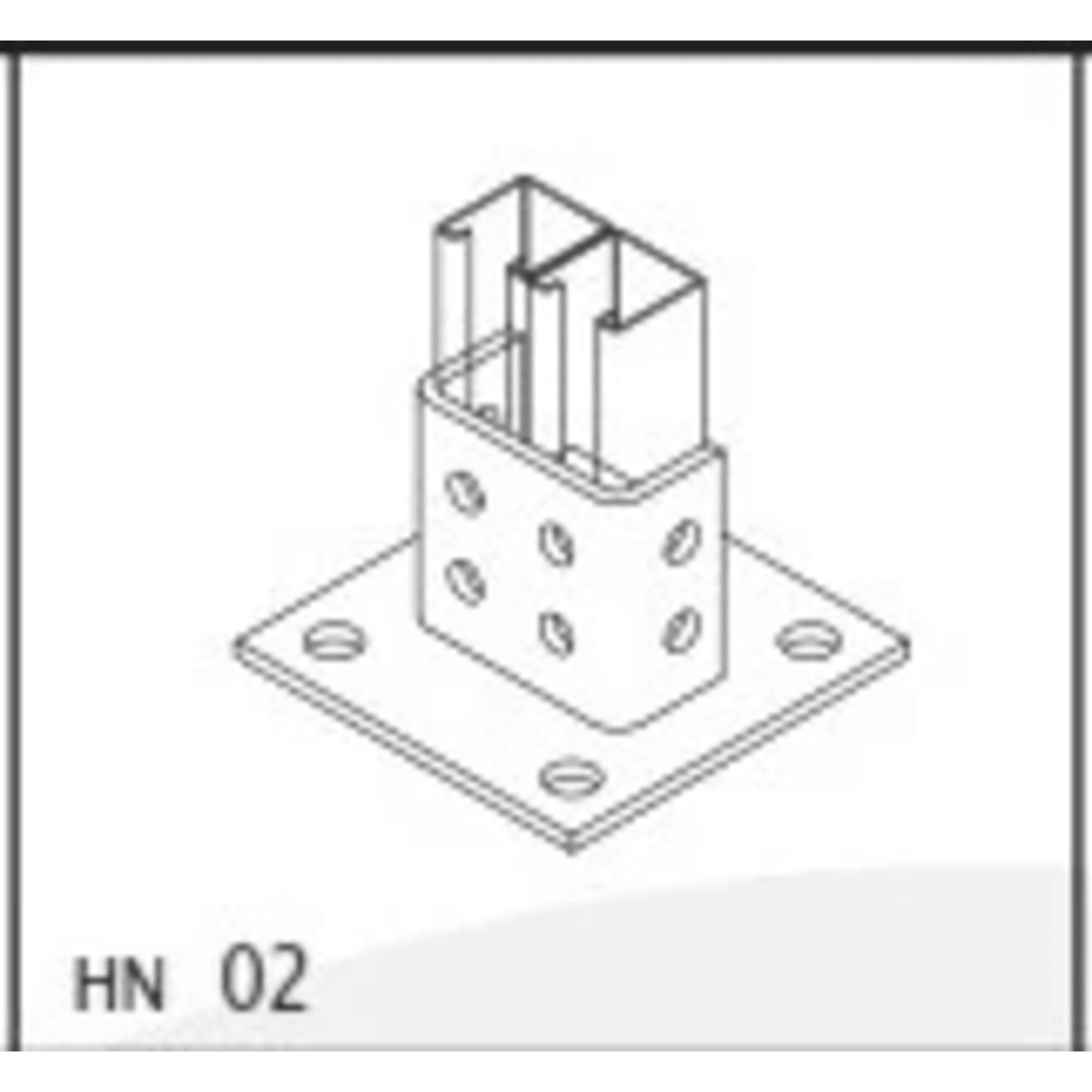 Base Cuadrada con 4 perforaciones para Perfil Doble. ANC-HN02