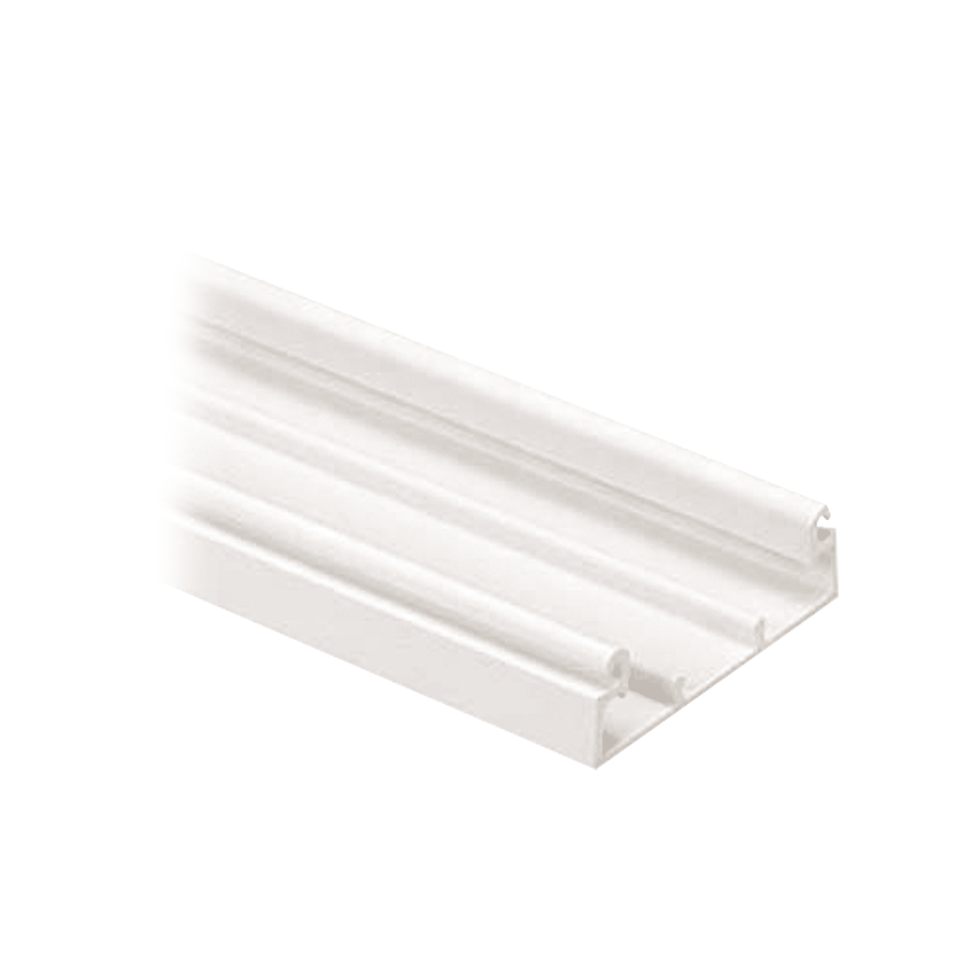 Base para canaleta T-45, de PVC rígido, con cinta adhesiva y orificios pre-perforados para montaje, 60.3 x 18.5 x 2400 mm, Color Blanco Mate T45BIW8-A
