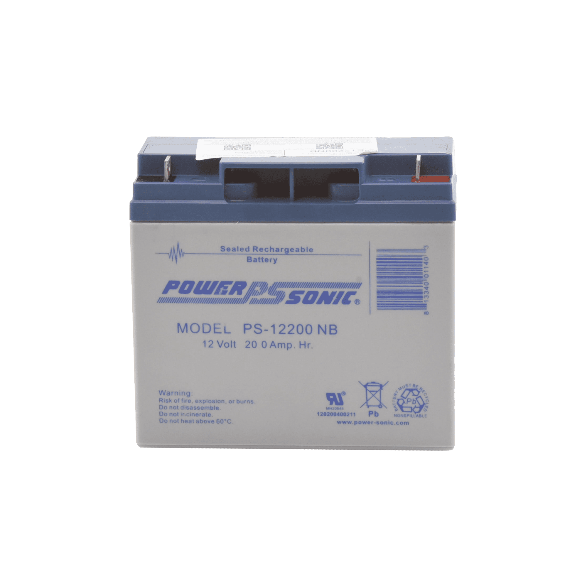 Batería 12V, 20AH, Para Respaldo, Tecnologías AGM/VRLA, 5 Años Vida Útil, Terminales NB, Reconocida UL PS-12200-NB