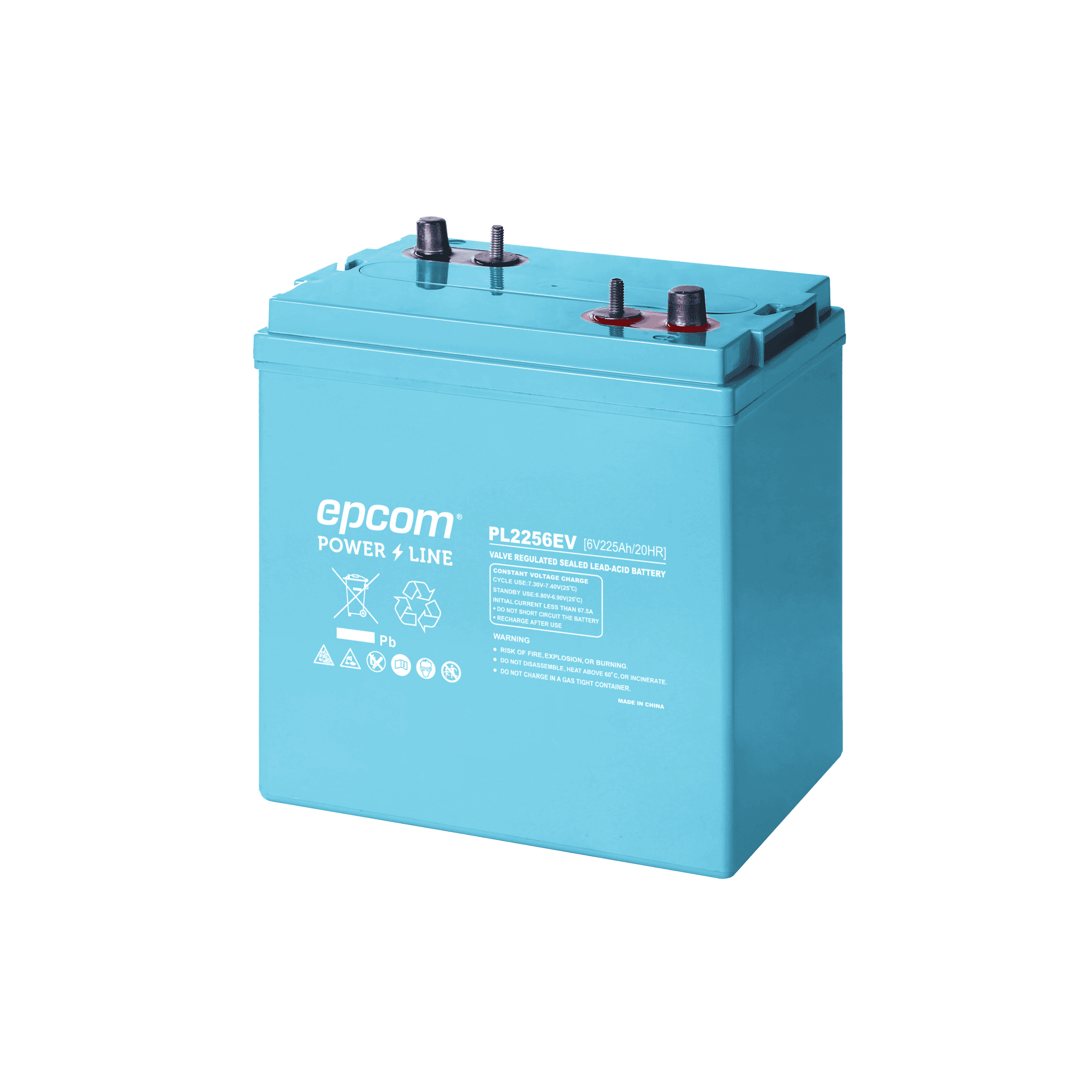 Batería Marina de  Ciclo Profundo 6V@225Ah, AGM-VRLA Terminal F22(m8), F14, 1035A CCA/  Montacargas. / Plataformas Genie /Maquina Jenny, Carritos de Golf PL2256EV