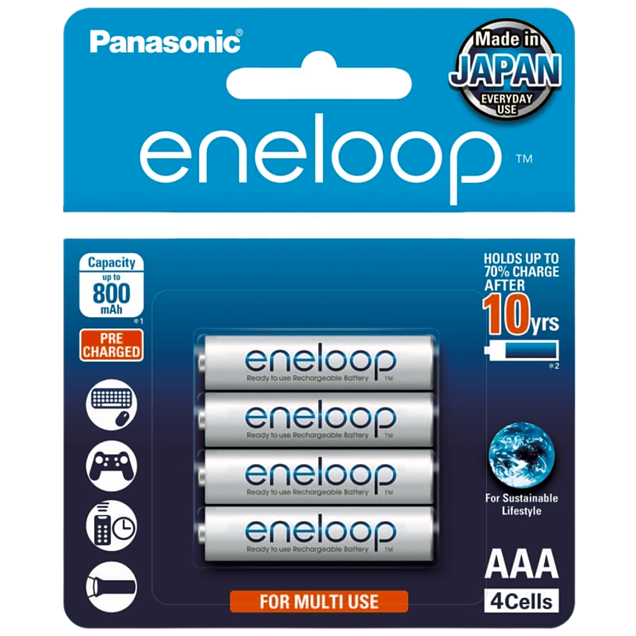 Batería Recargable AAA 1.2V ENELOOP / Ni-HM / Paquete de 4 Baterías BK4MCCE4BT6