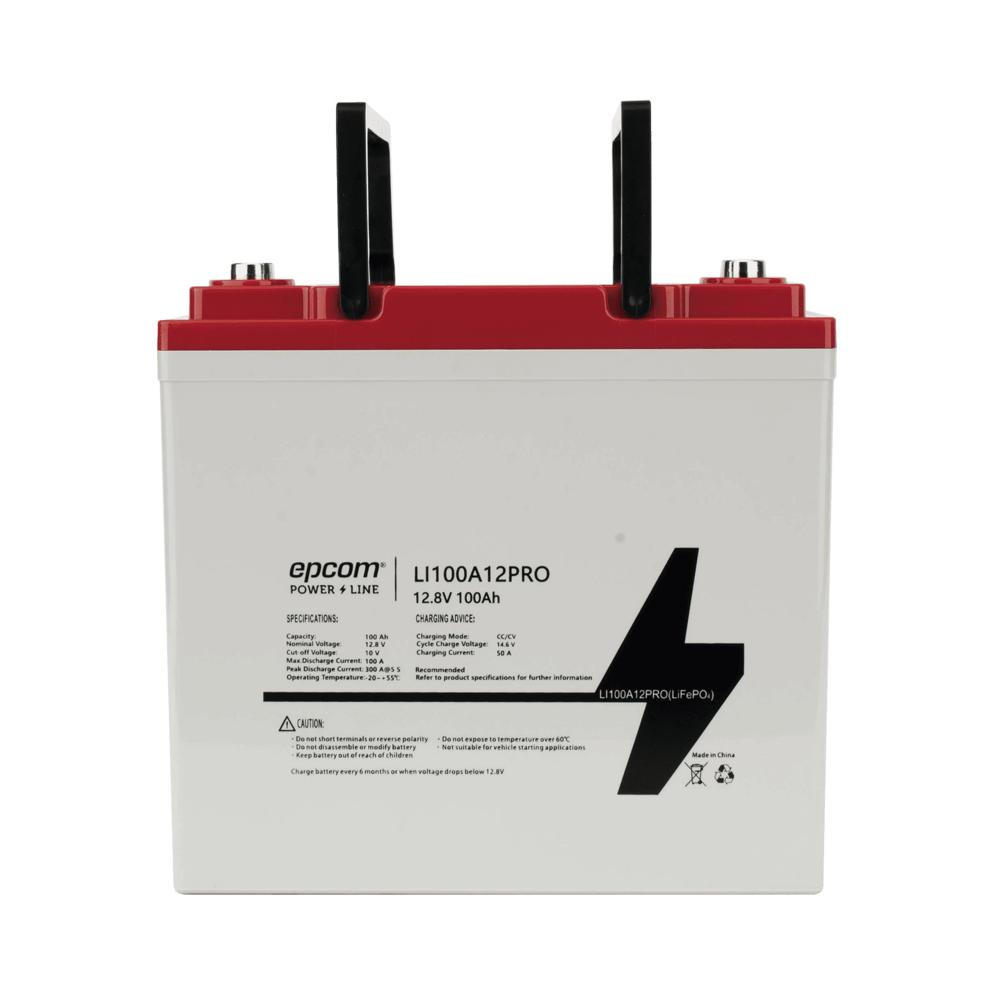 Batería de Litio Ciclo Profundo, 12.8 Vcc 100Ah LiFePO4 Válvula de Alivio, Solar, Marina, Máximo 100 A de Descarga LI100A12PRO
