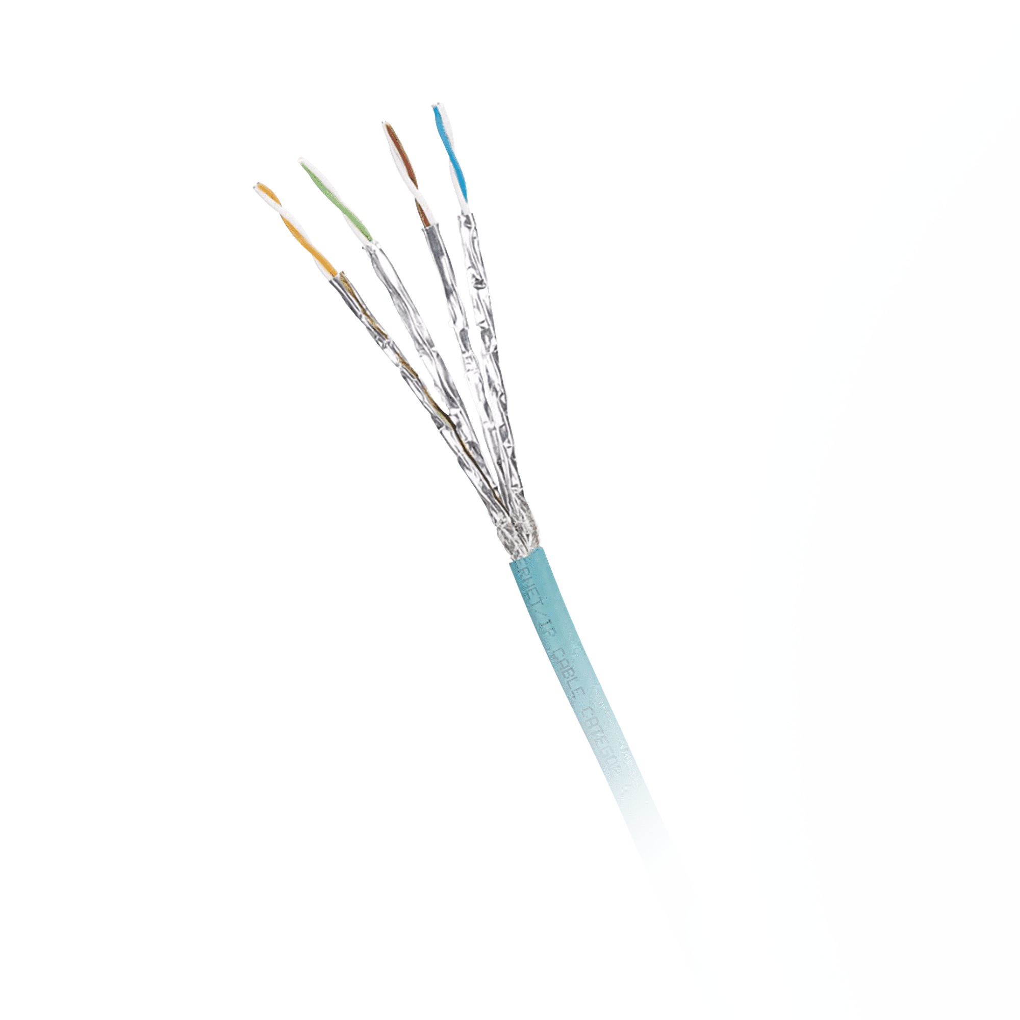 Bobina de Cable Blindado S/FTP Categoría 6A, Uso Industrial con Resistencia al Aceite, Rayos UV y Abrasión, Multifilar (Flexible), Color Azul Cerceta, Bobina de 500m ISX6X04ATL-LED