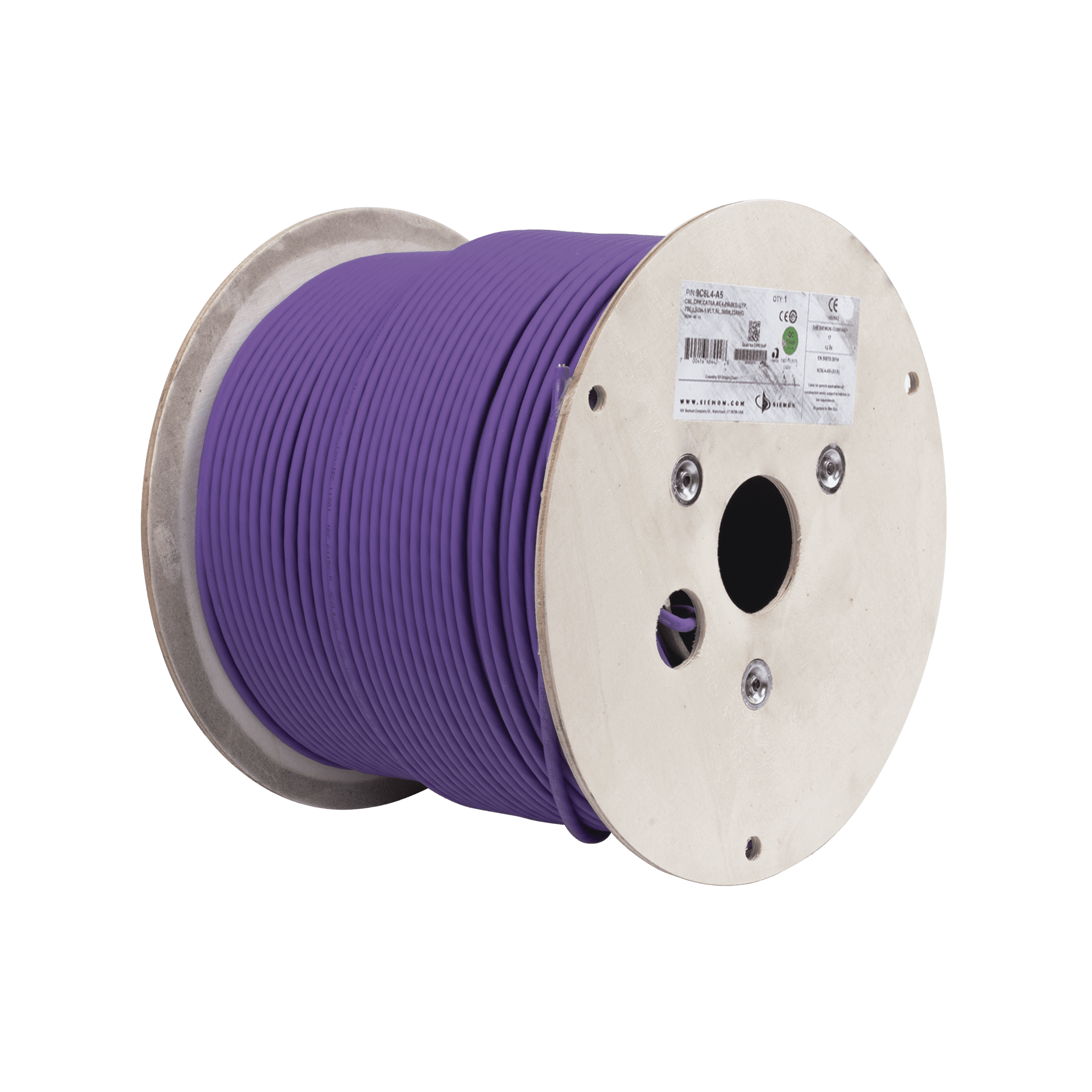 Bobina de Cable U/UTP de 4 pares, Z-MAX, Cat6A, Soporte de Aplicaciones 10GBase-T, LS0H, Color Violeta, 305m 9C6L4-A5
