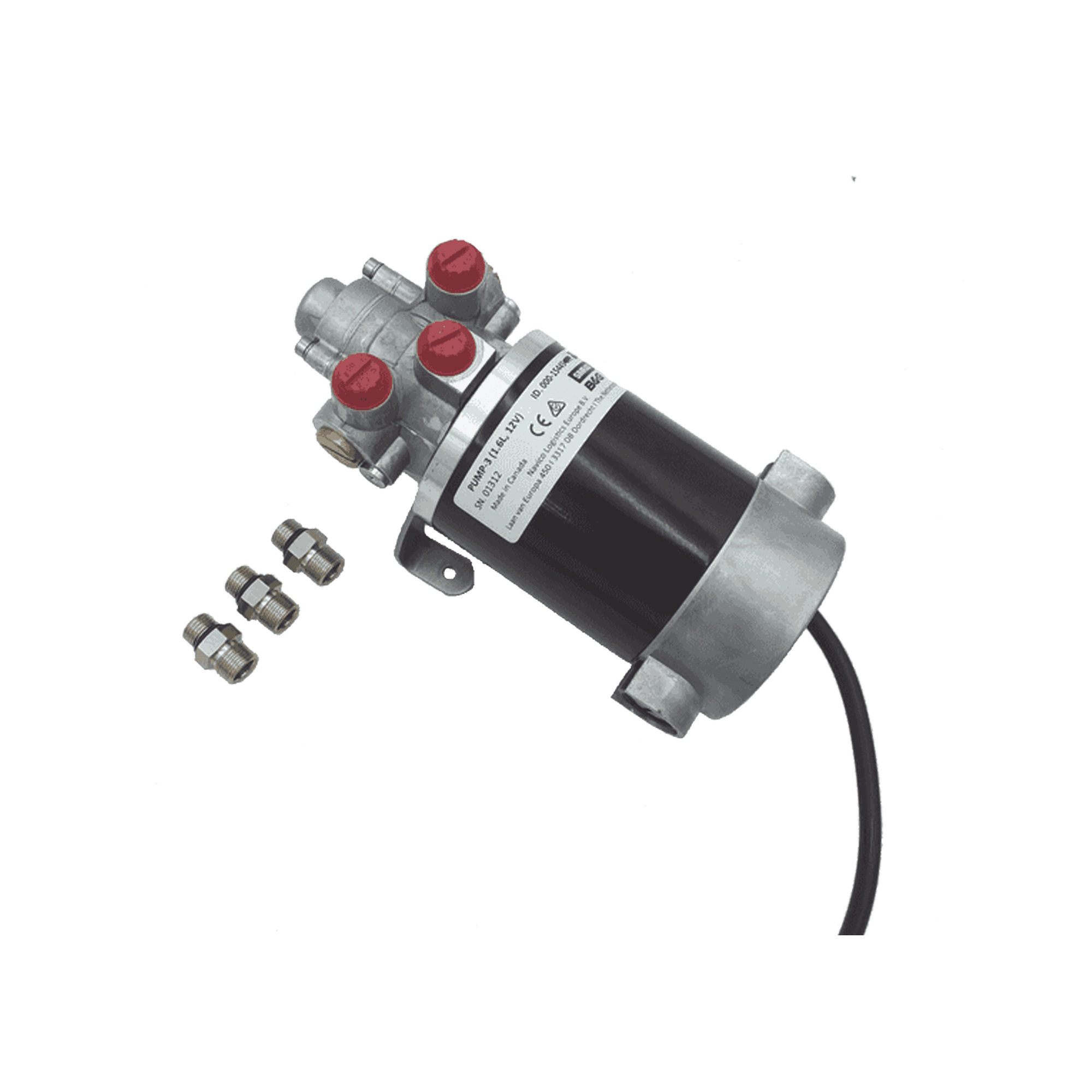 Bomba Hidráulica Reversible PUMP-3 / 12V DC / Flujo 1.6L (98 cu.in) por Minuto / Cilindro 160-550 cc (9.8 - 33.5 cu.in) / Conexiones ORB / Incluye 3 Adaptadores ORB-5 a 9/16 UNF / Compatible con SteadySteer 000-15445-002