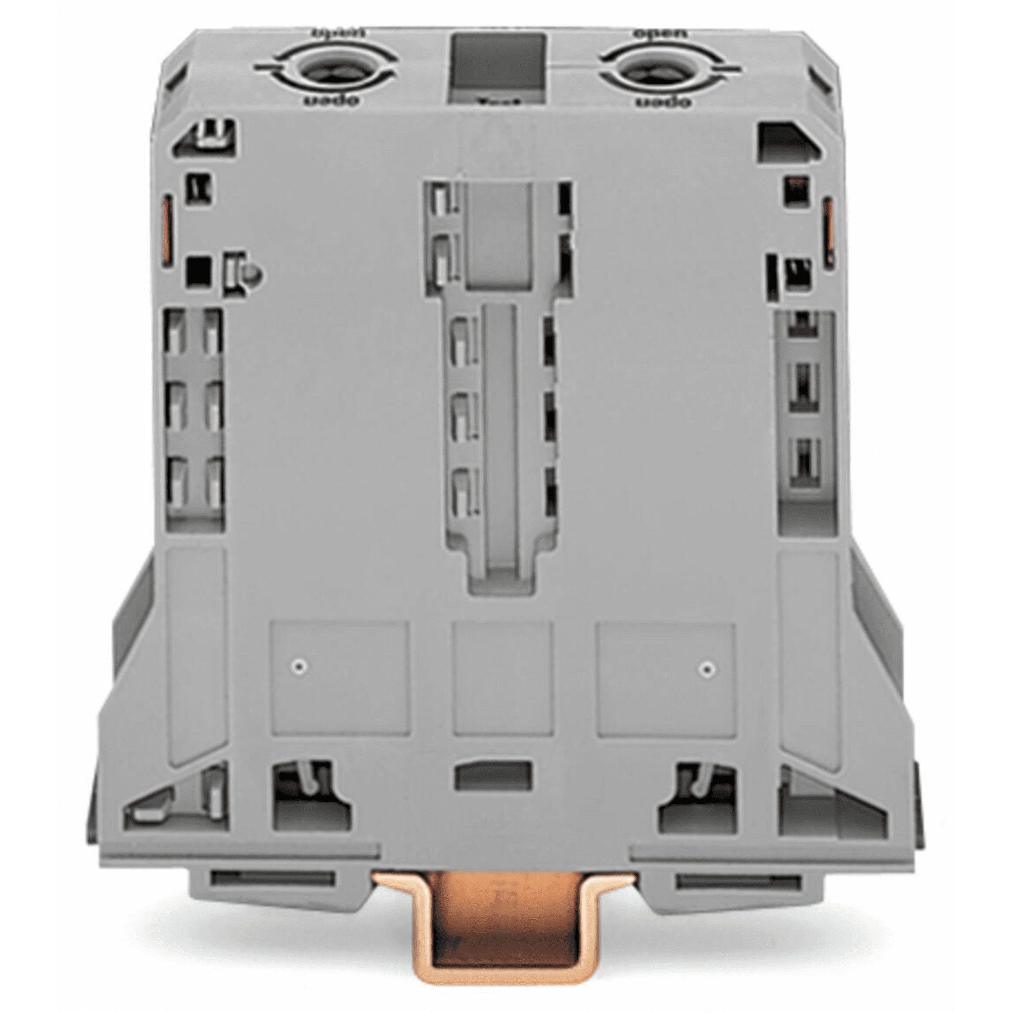 Borna de Paso para Corrientes Elevadas, 95 mm², POWER CAGE CLAMP, 2 Puntos de Conexión, 232 A, 1000 V, Montaje Carril DIN 35x15, Gris 285-195