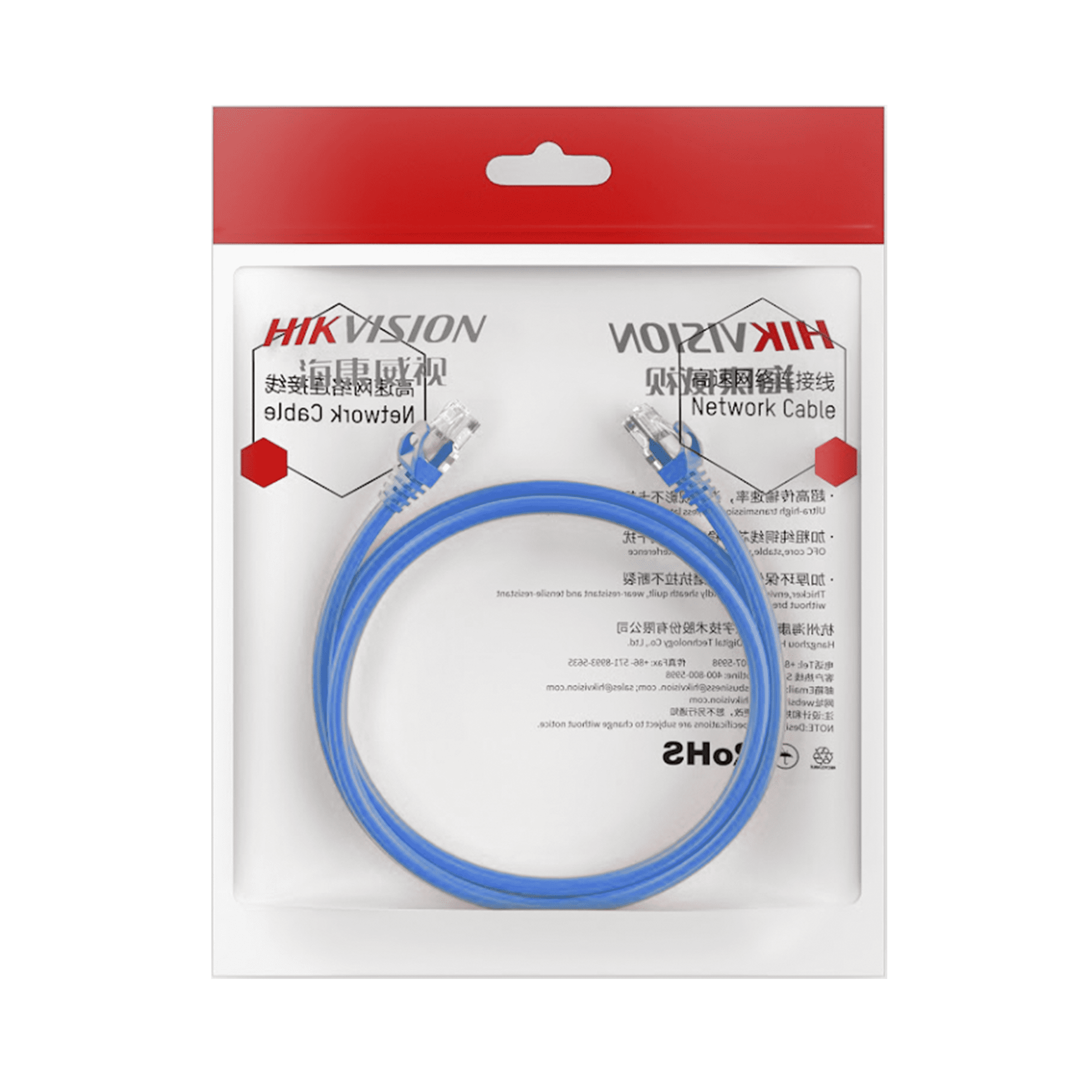 Cable de Parcheo (Patch Cord) / UTP / Cat. 6 (24 AWG) / 1 Metro / Color Azul / Ideal para PoE+ / Interior DS-1NP6UEC0-100-B