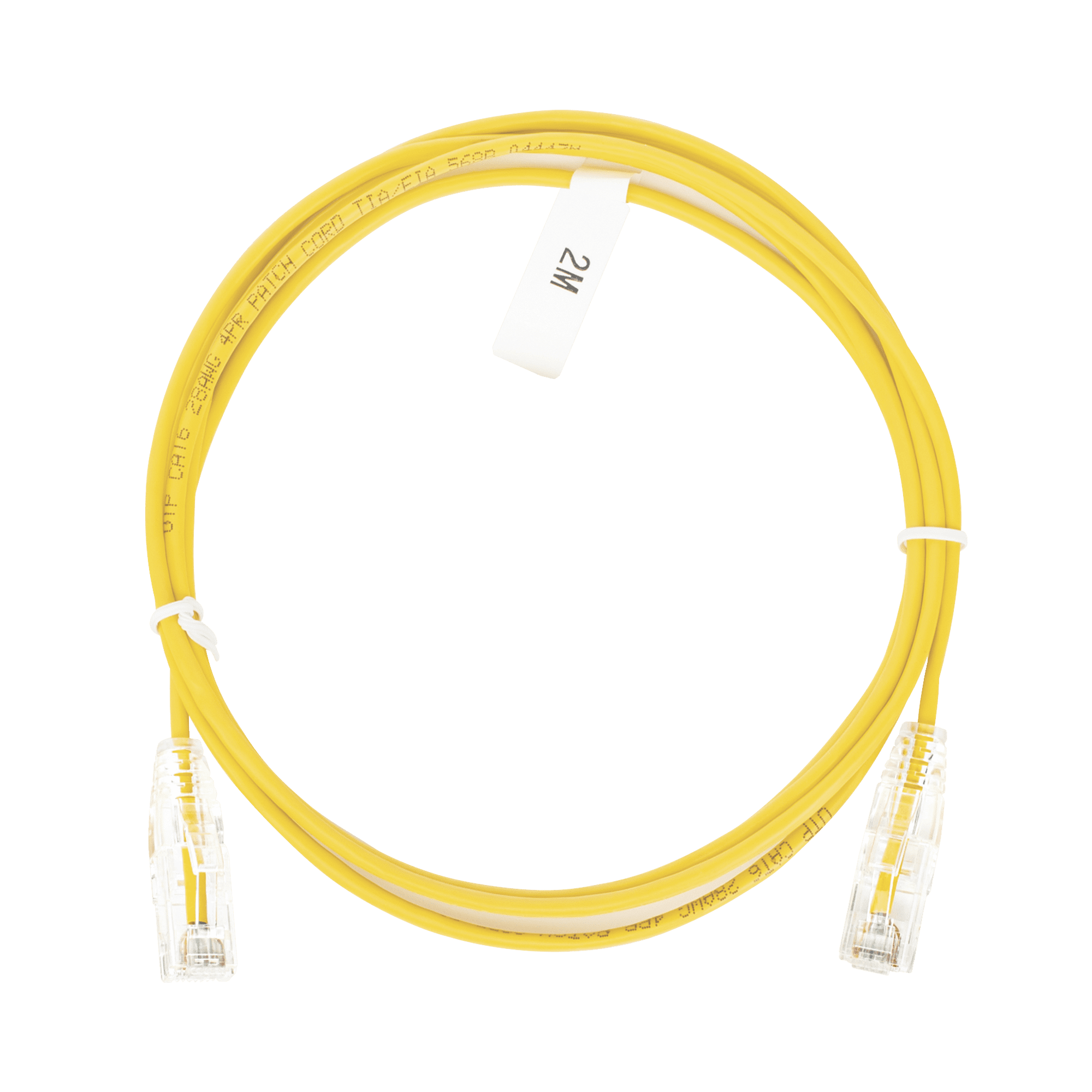 Cable de Parcheo Slim UTP Cat6 - 2 m Amarillo Diámetro Reducido (28 AWG) LP-UT6-200-YE-28