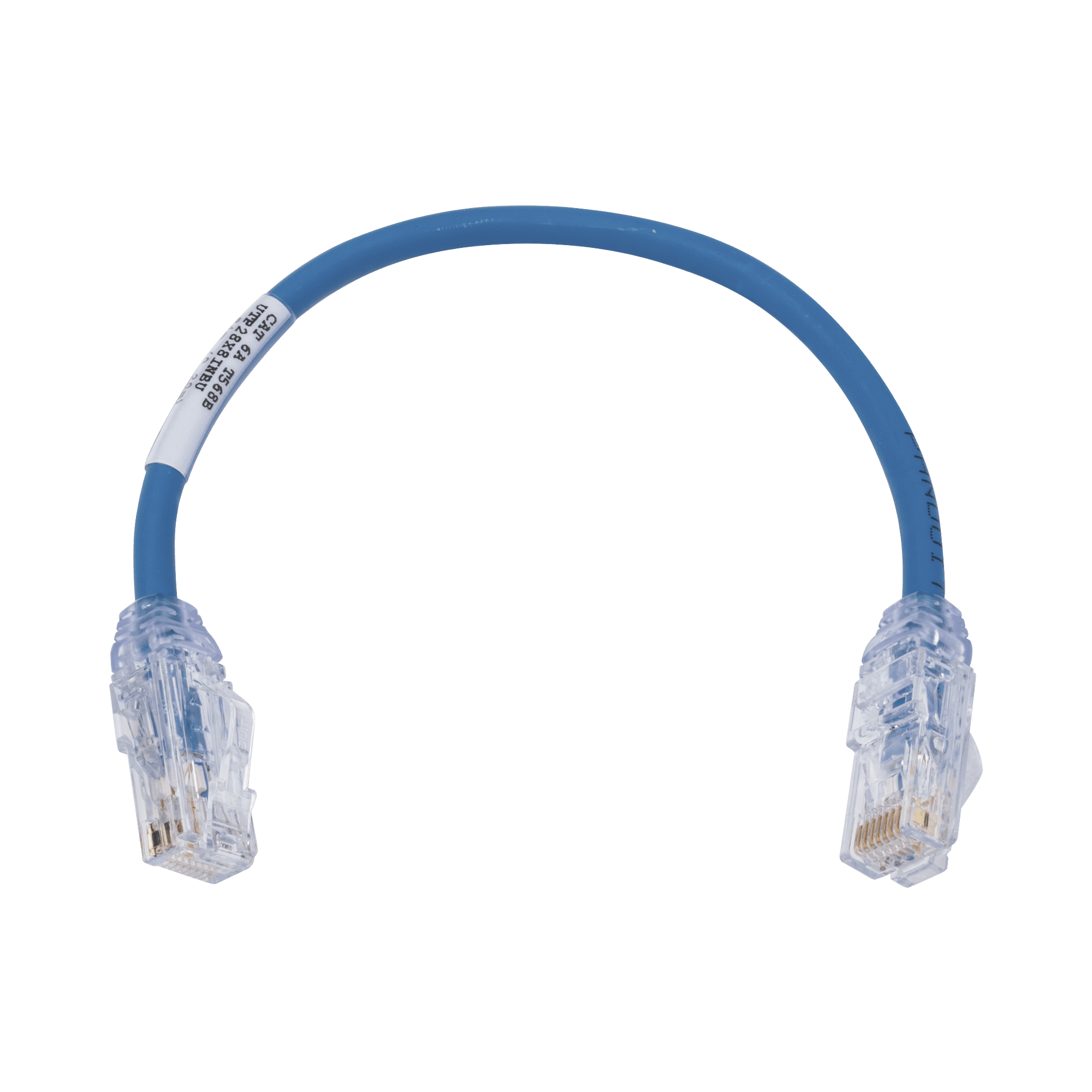 Cable de Parcheo UTP, Cat6A, Diámetro Reducido (28 AWG), CM/LSZH, Color Azul, 8in (20.3cm) UTP28X8INBU
