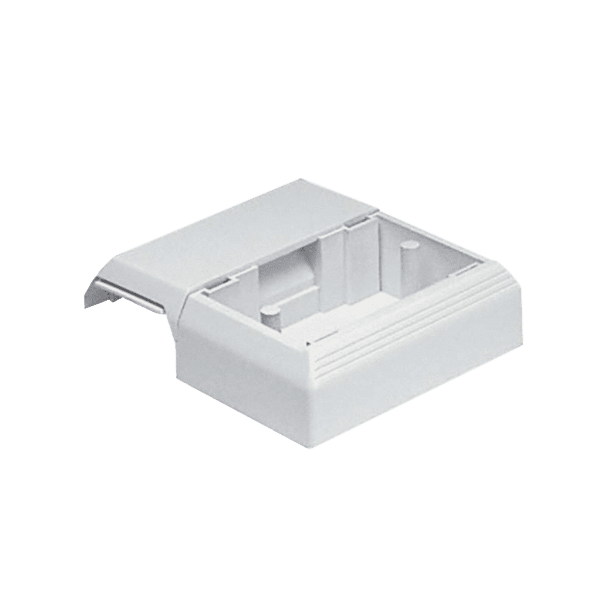 Caja Superficial Con Bisagras de Instalación a Presión, Para Canaletas T45, Material PVC Rígido, Color Blanco Mate T45WCIW