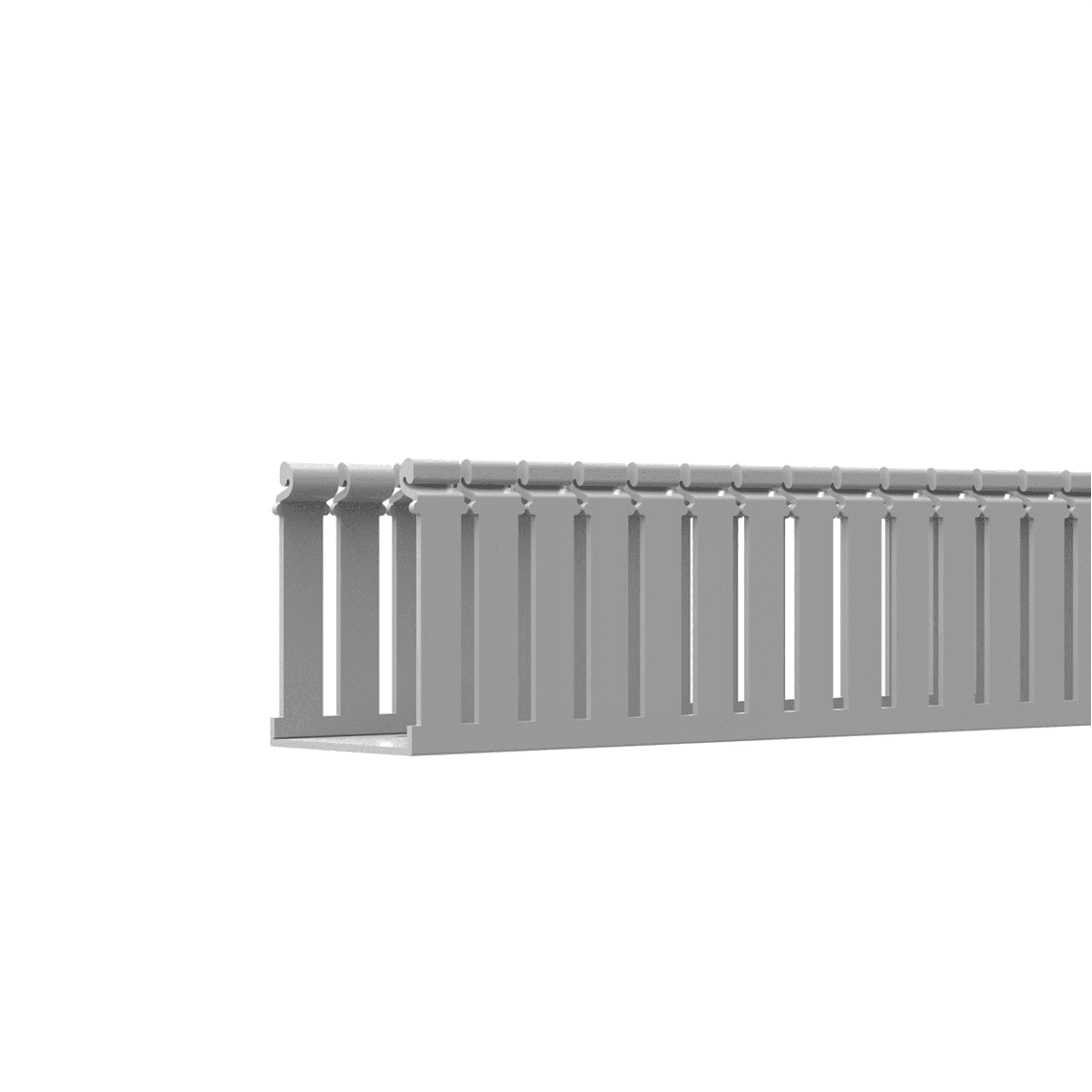 Canaleta Ranurada de PVC con Tapa, Tipo F, 108 mm de Ancho, 104.1 mm de Alto y 2 m de Largo, Color Gris FC4X4LG2