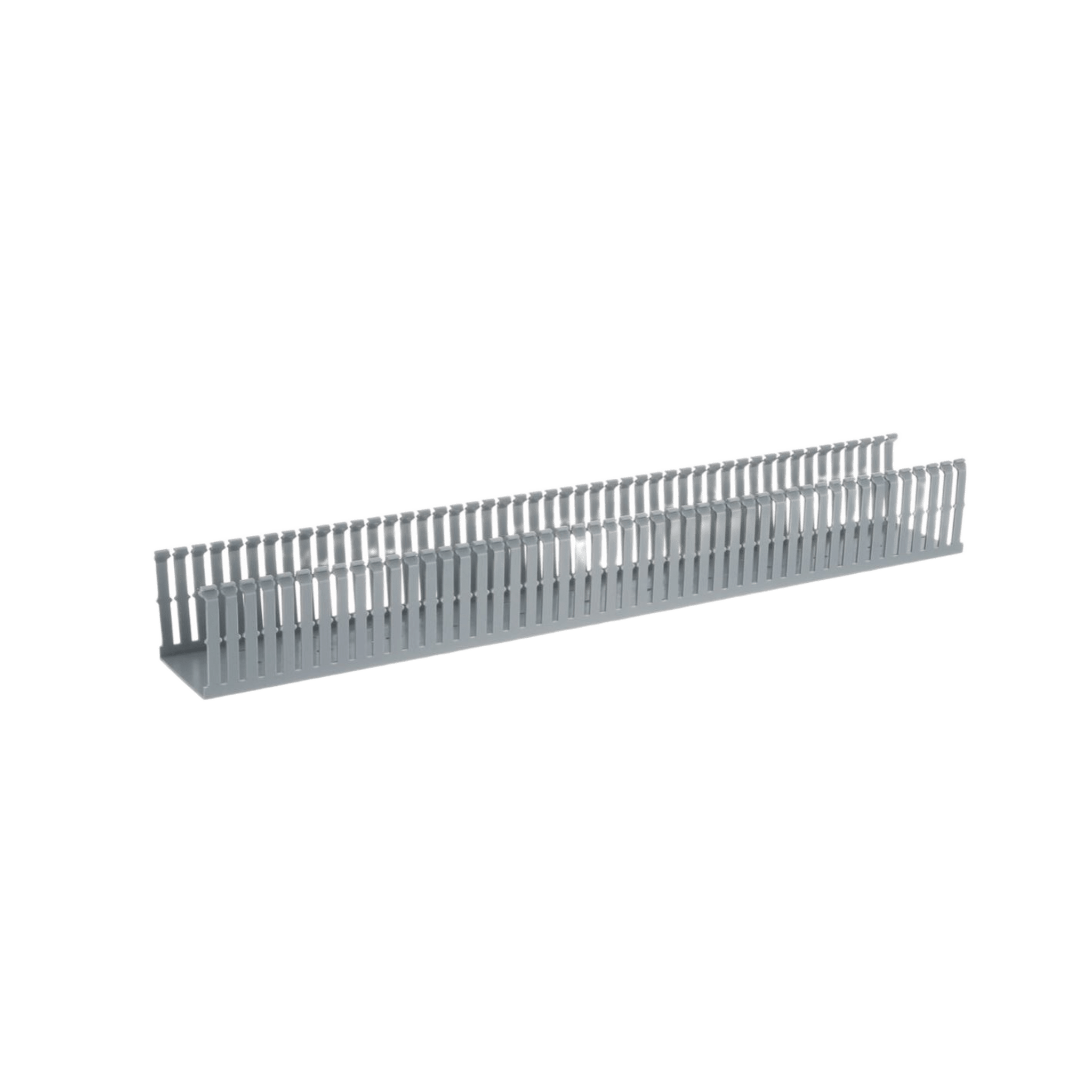 Canaleta Ranurada de PVC con Tapa, Tipo F, 82.6 mm de Ancho, 79.2 mm de Alto y 2 m de Largo, Color Gris FC3X4LG2