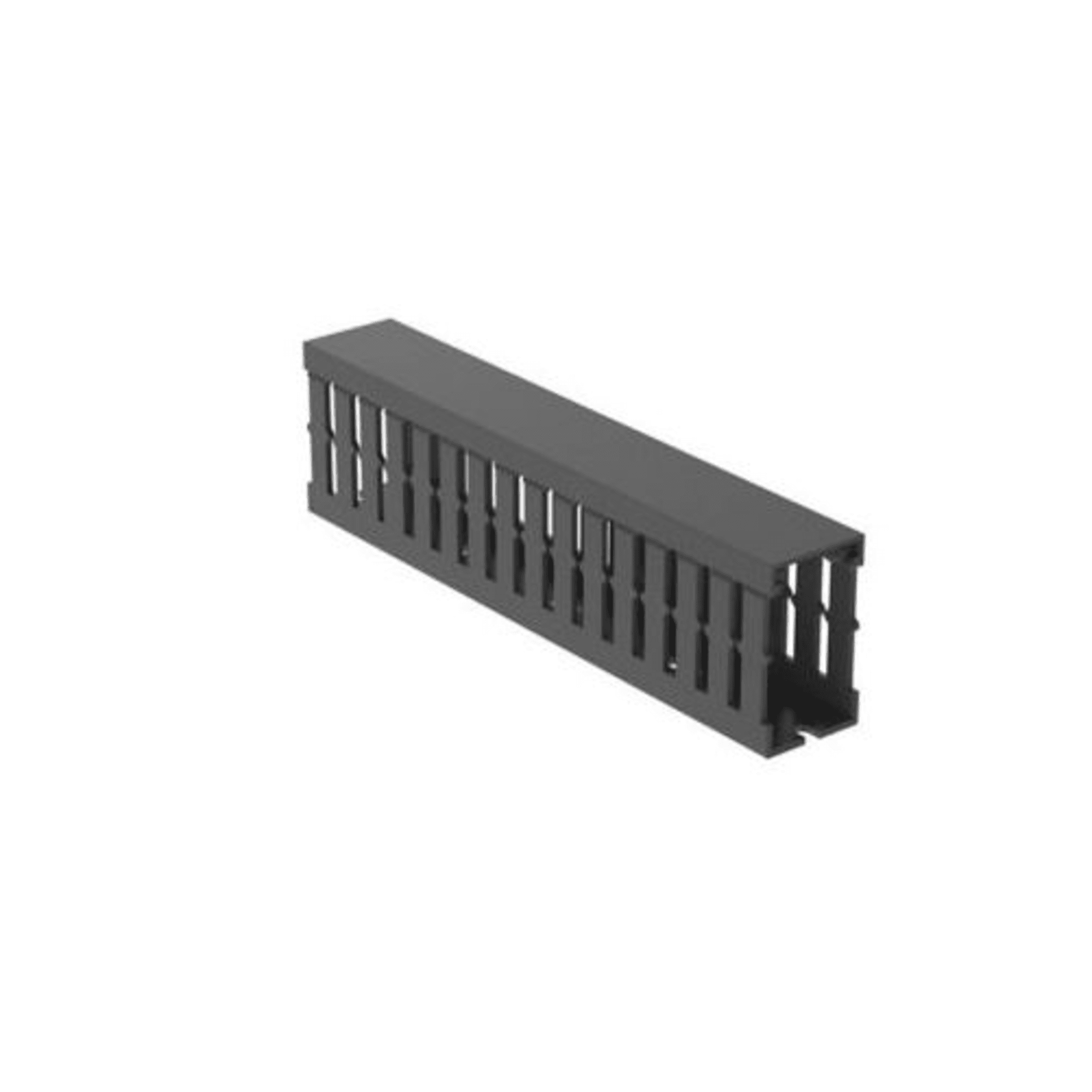 Canaleta Ranurada de PVC sin Tapa, Tipo F, 32 mm de Ancho, 53.8 mm de Alto y 2 m de Largo, Color Gris FC1X2LG2