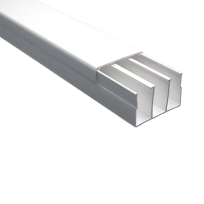Canaleta sin troquel con tapa color blanco de PVC auto extinguible, 40 x 62 tramo 2.5m (6301-01251) TEK-62-ST