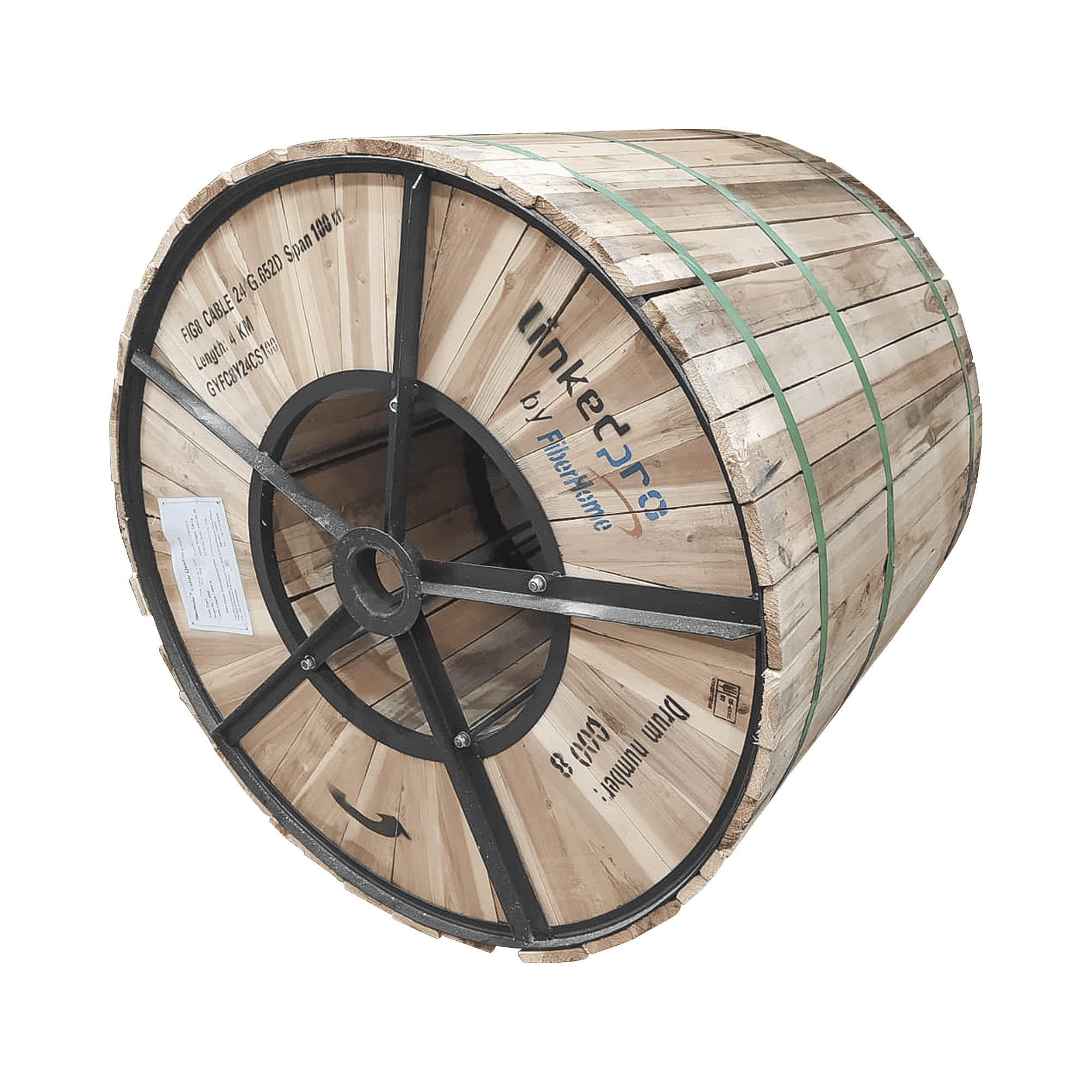 Carrete de 4 km de Fibra Óptica Aérea Figura 8 G.652D, Monomodo de 24 Hilos, Exterior, Span 100, Loose Tube GYFC-8Y-24C-S100/4KM