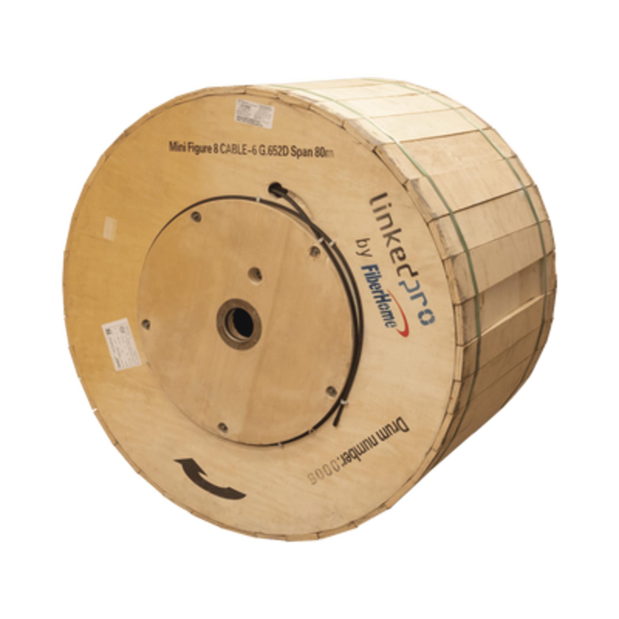 Carrete de 4 km de Fibra Óptica Aérea Mini Figura 8, G.652D, Monomodo de 6 Hilos, Exterior, Span 80, Loose Tube OC-FIG8-06C/4KM