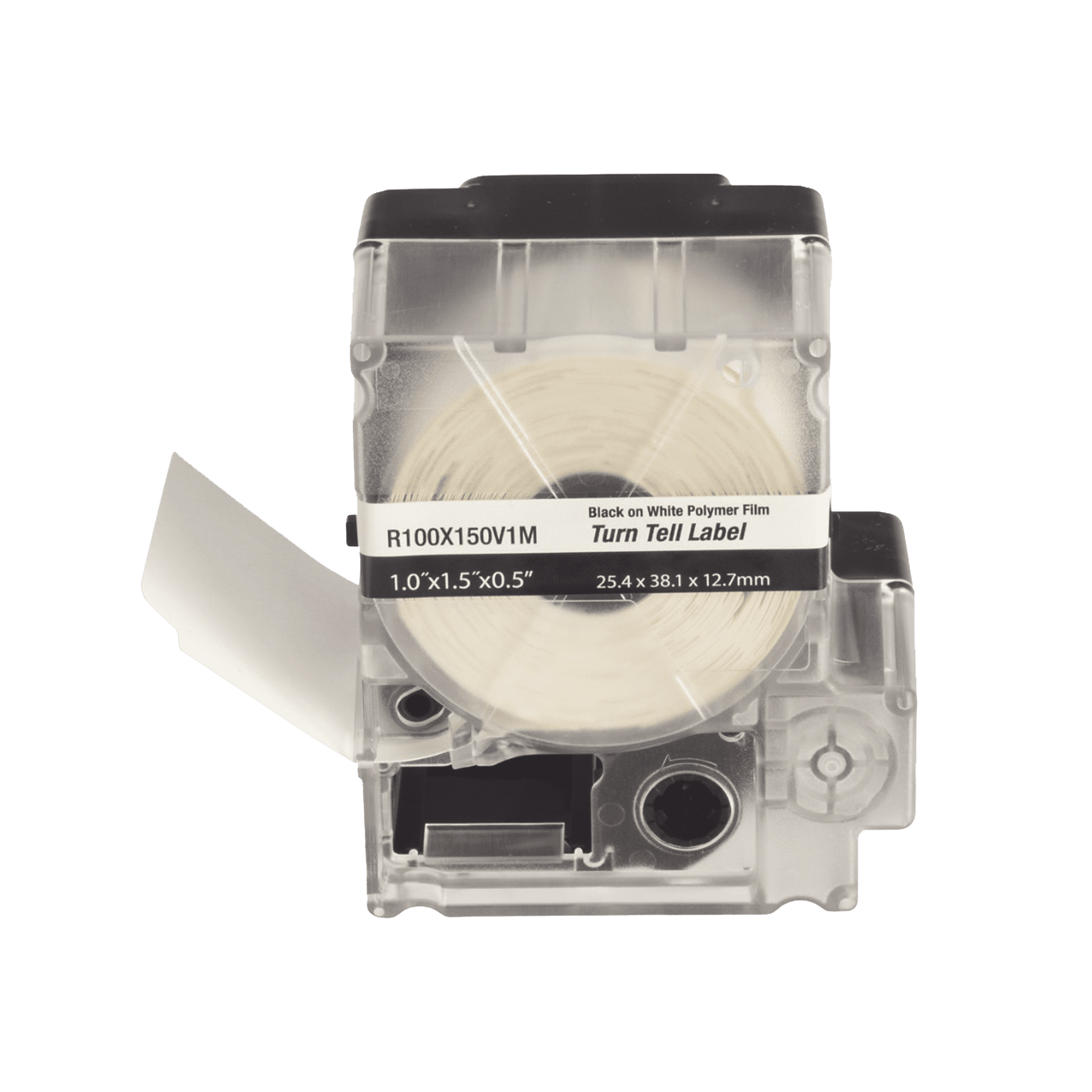 Casete de 100 Etiquetas Autolaminadas Turn-Tell, Con Rotación para Mejor Visibilidad, para Cables de Redes de Cobre o Fibra Óptica, de 5.5 a 7.1 mm de Diámetro R100X150V1M