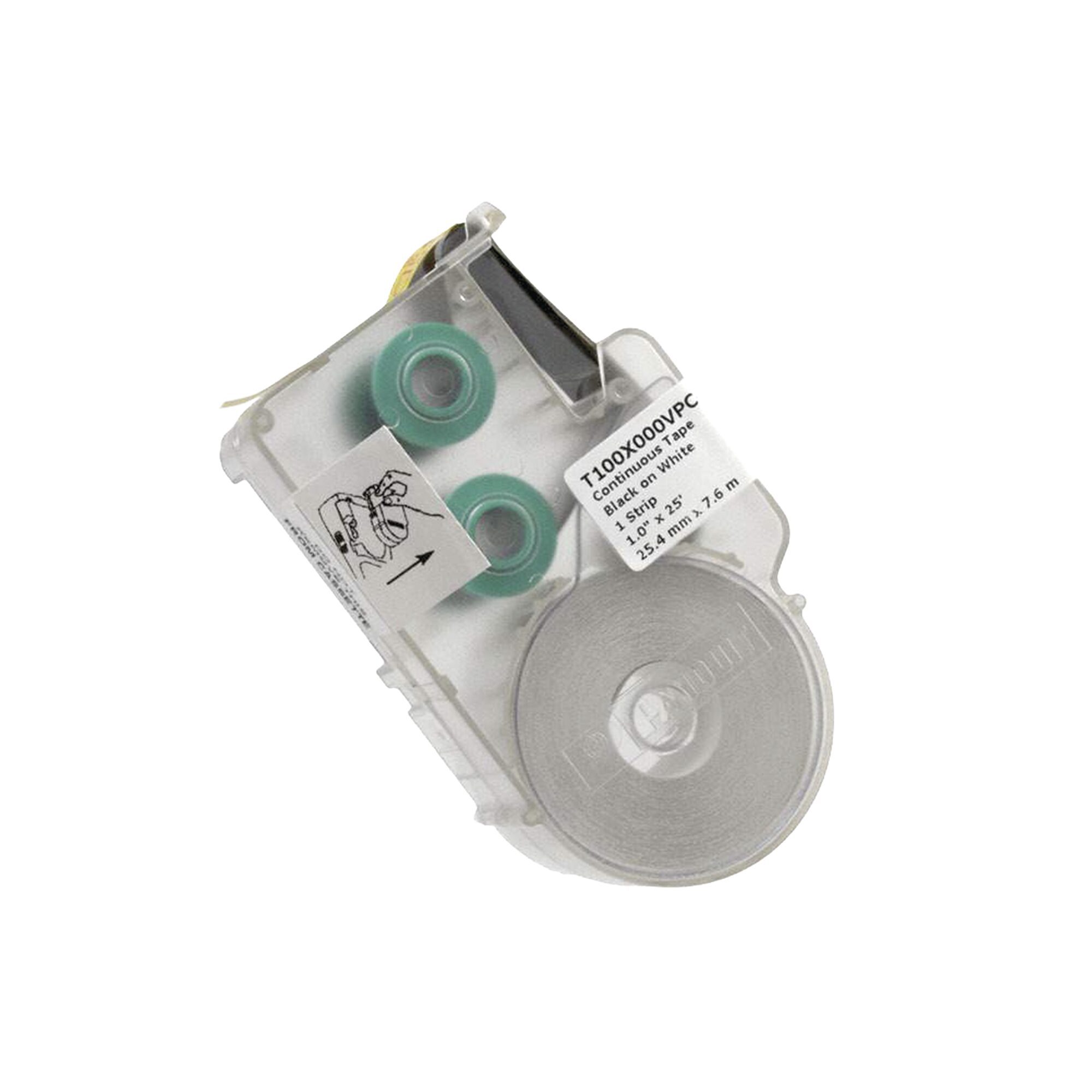 Casete de Etiquetas de Vinilo de Cinta Continua, Color Negro Sobre Blanco, Uso Interior/Exterior, 25.4 mm de Ancho x 7.6 Metros de largo T100X000VPC-BK