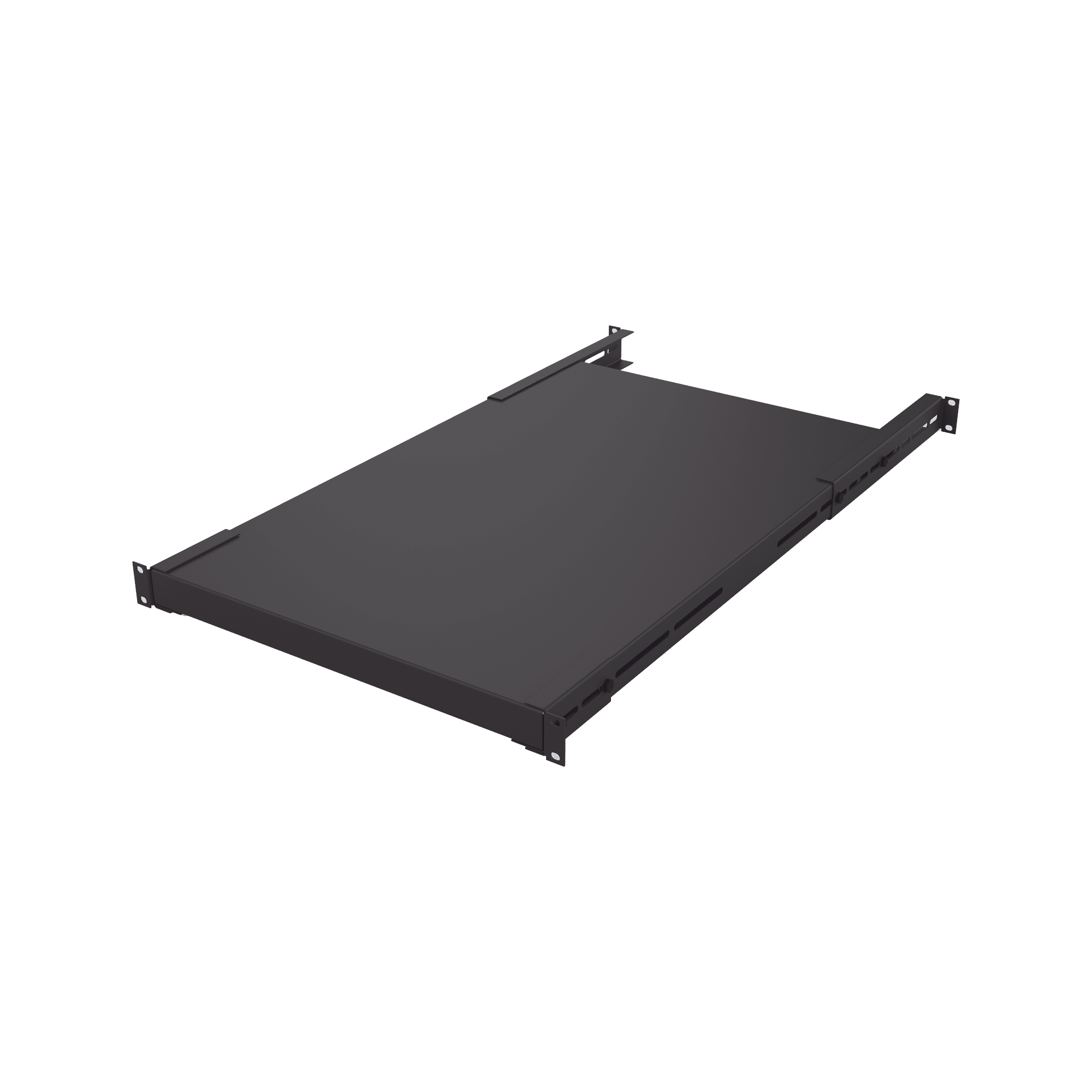 Charola Rackeable de profundidad ajustable para Soportar Equipos en Rack de 19 in, Doble Fijación, Color Negro, 3U SCH-D70-1U