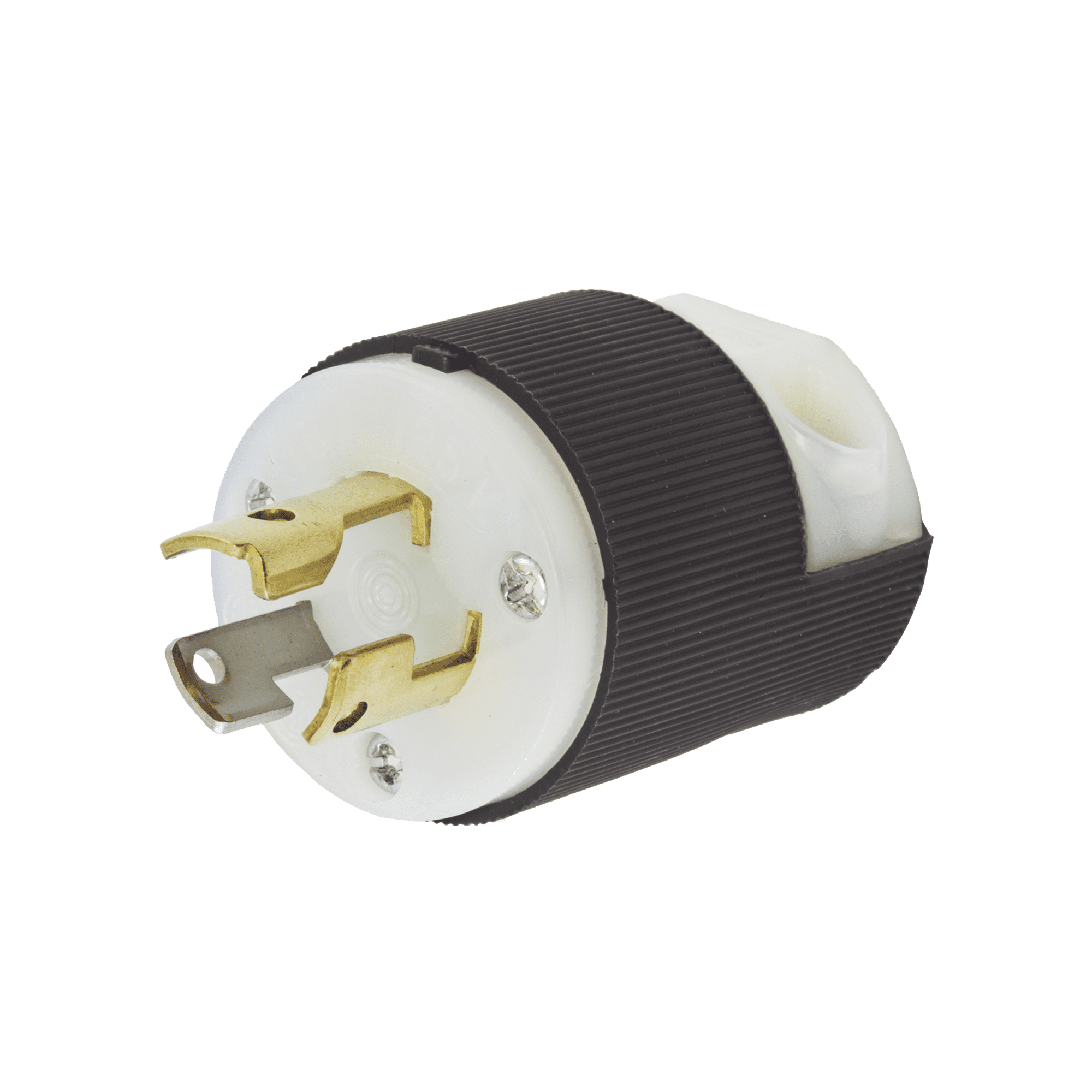 Clavija Industrial con Bloqueo de Media Vuelta / 15 A 125 V CA / 2 Polos 3 Hilos / Color Blanco y Negro / Nema L5-15P. HUB-HBL-4720C