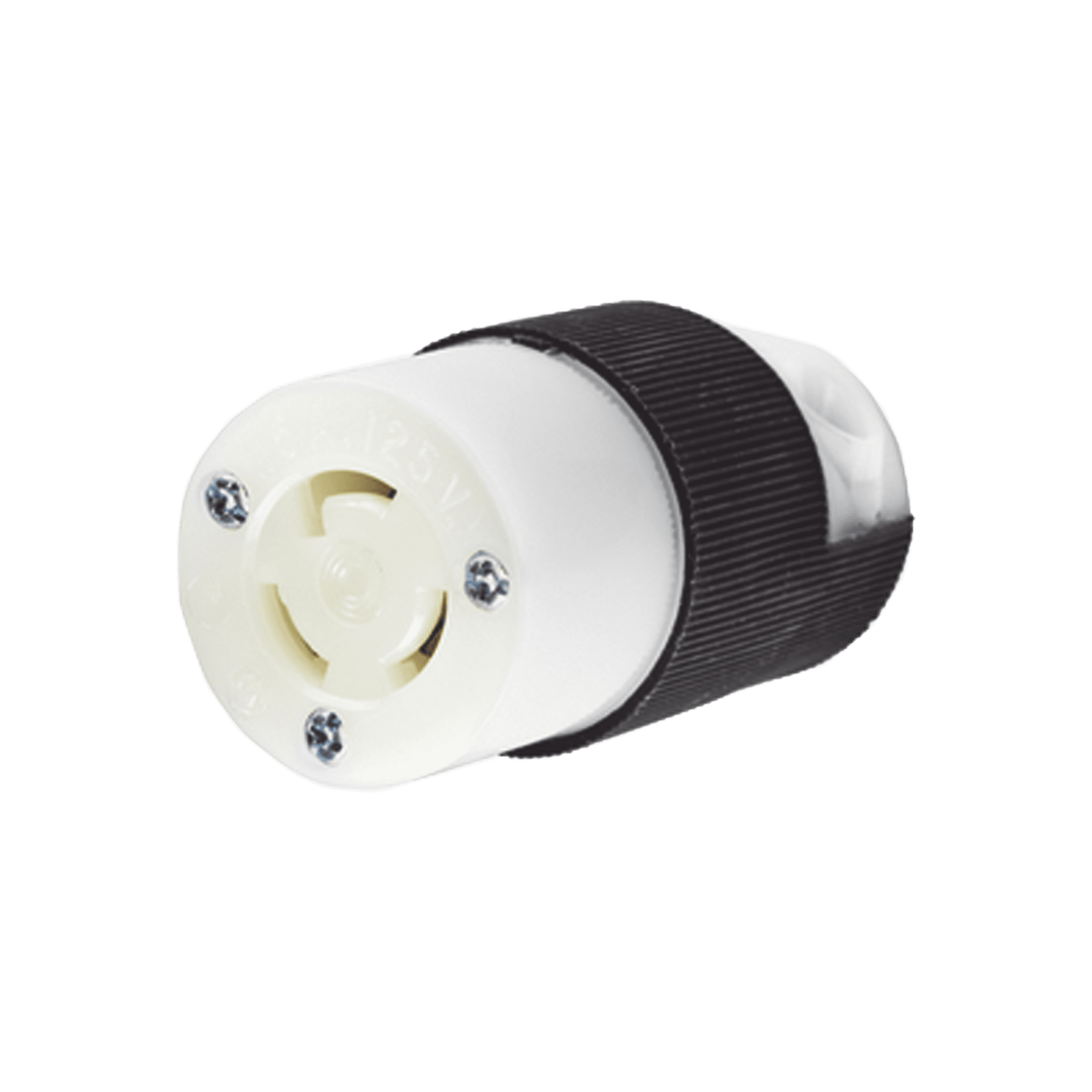 Conector Industrial con Bloqueo de Media Vuelta / 15 A 125 V CA / 2 Polos 3 Hilos / Color Blanco y Negro / Nema L5-15R. HUB-HBL-4729C
