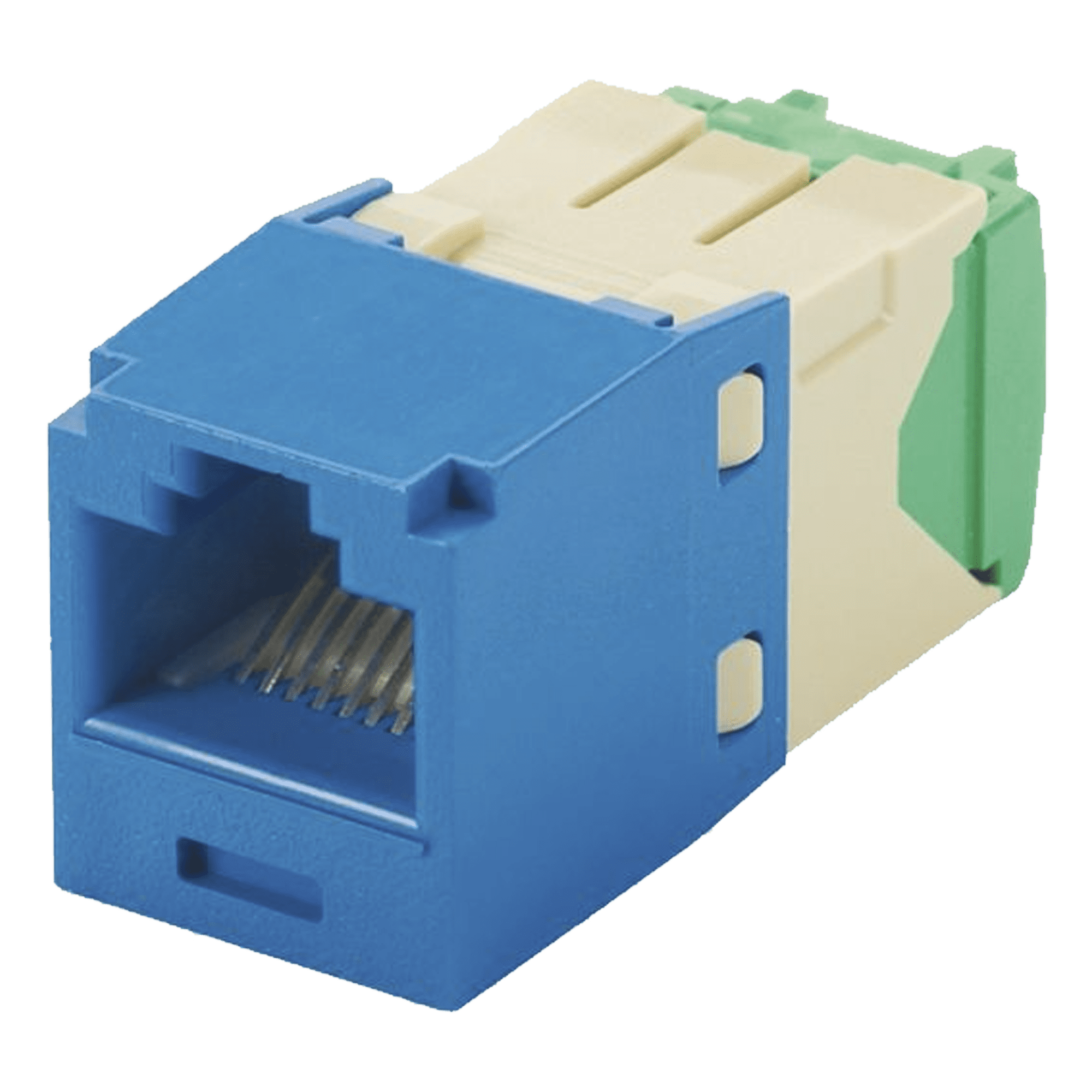 Conector Jack RJ45 Estilo TG, Mini-Com, Categoría 6, de 8 posiciones y 8 cables de Calibre 28/30 AWG, Color Azul CJT688TGBU