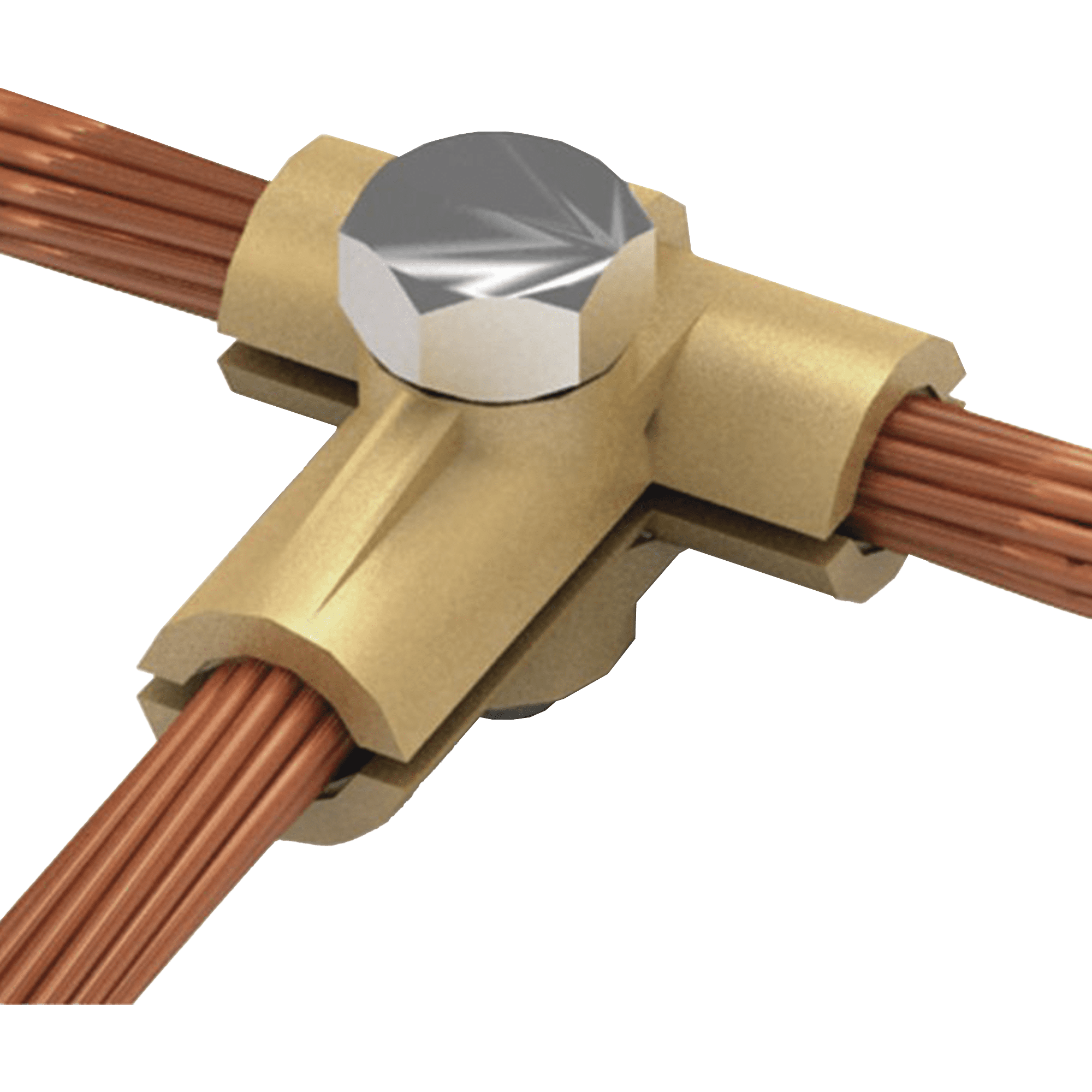 Conector tipo T de latón para diametro 50-70 mm2 cable (1/0-2/0 AWG) AT012F