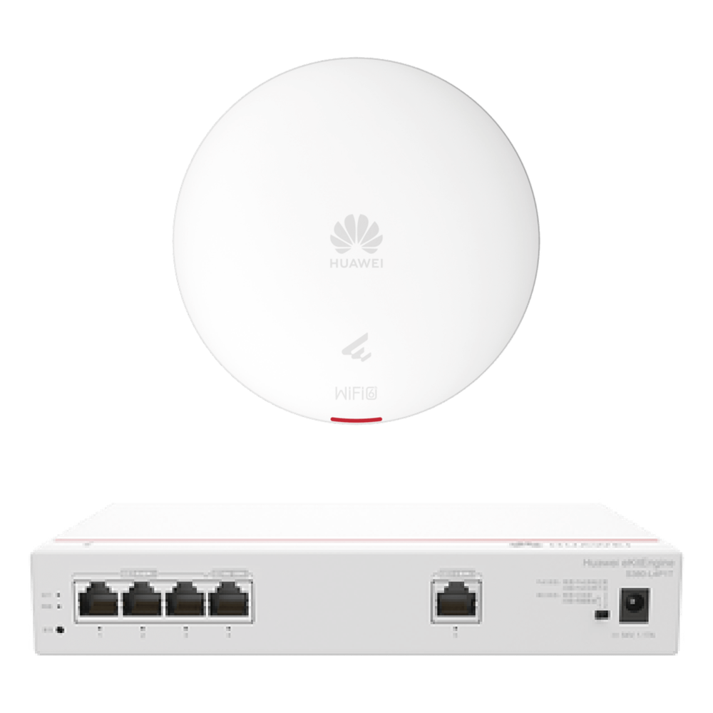 Kit DEMO de Router Multi-Servicio / 1 puerto 10/100/1000 Mbps(WAN) / 4 puertos 10/100/1000 Mbps(LAN) PoE / 50W + Punto de Acceso Wi-Fi 6 / 1.775 Gbps / MU-MIMO 2x2 (2.4GH y 5GHz) / Smart Antenna más cobertura / Instalación en techo y pared DEMO-S380-AP361